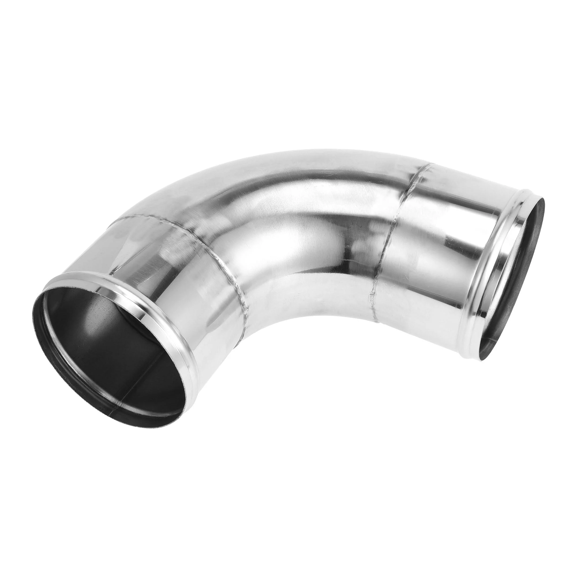 90 Degree Mandrel Exhaust Tube With Bead Roll 4.75" OD 7.87" Length Silver Tone