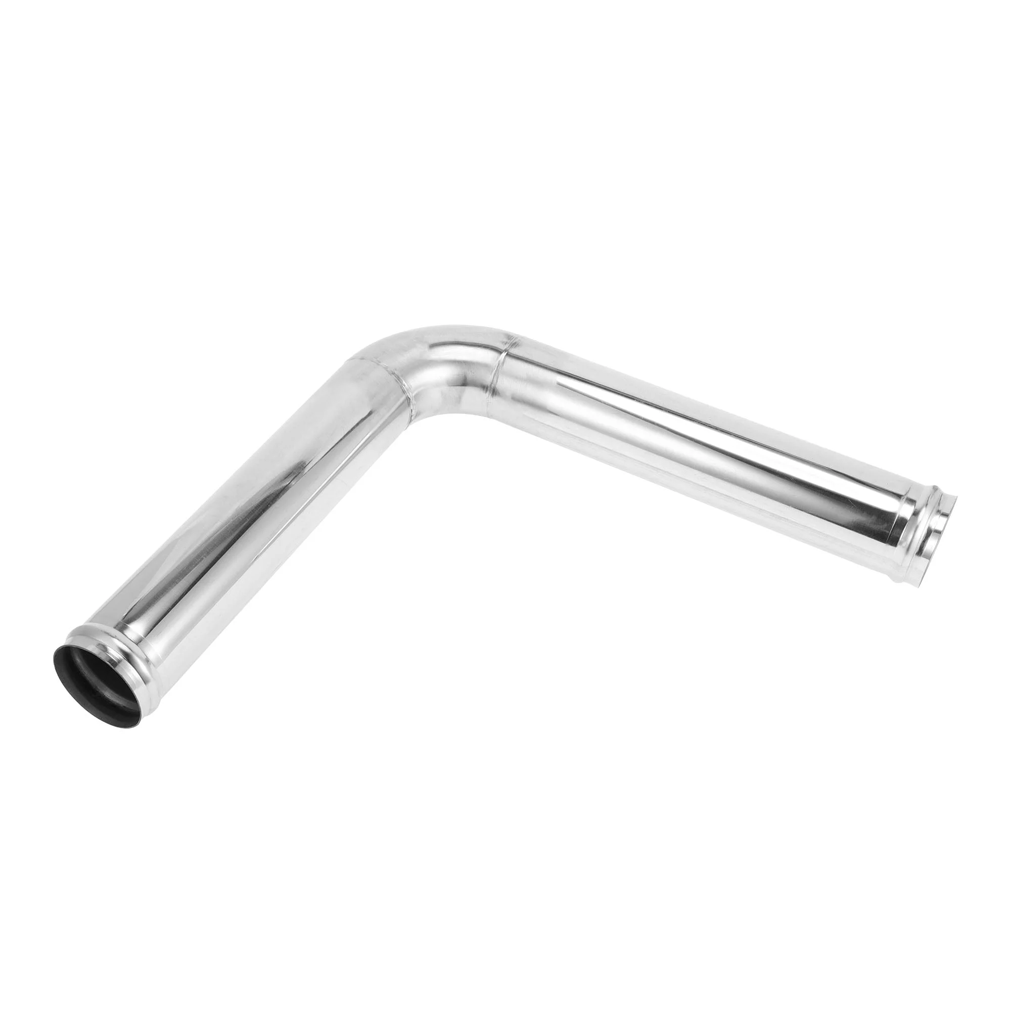 90 Degree Mandrel Exhaust Tube With Bead Roll 2" OD 11.81" Length Silver Tone