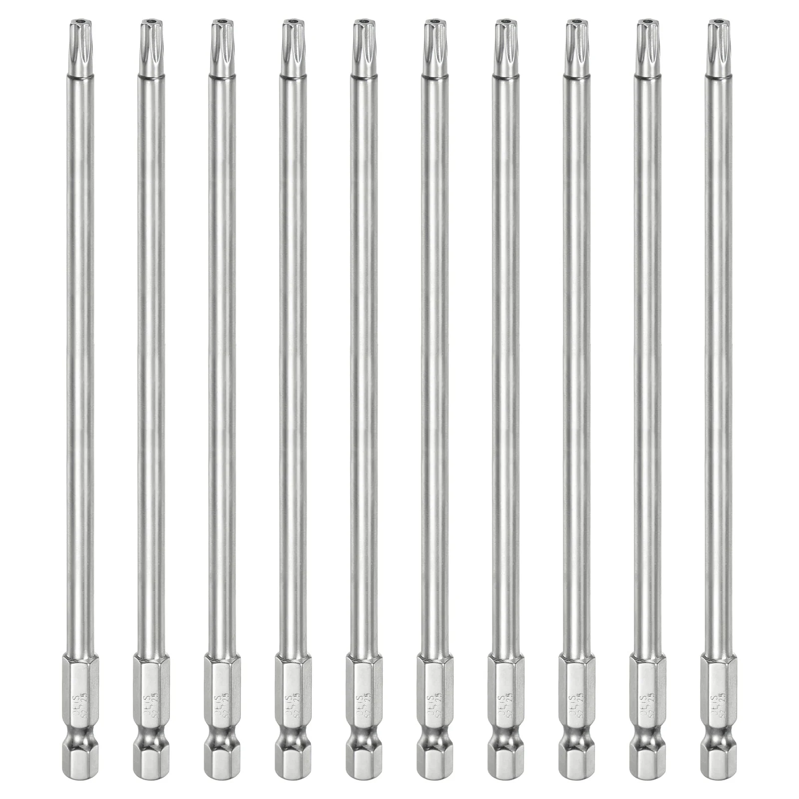 10pcs T25 Security Torx Bit 1/4" Hex Shank 6" Long Tamper Resistant Star Bits