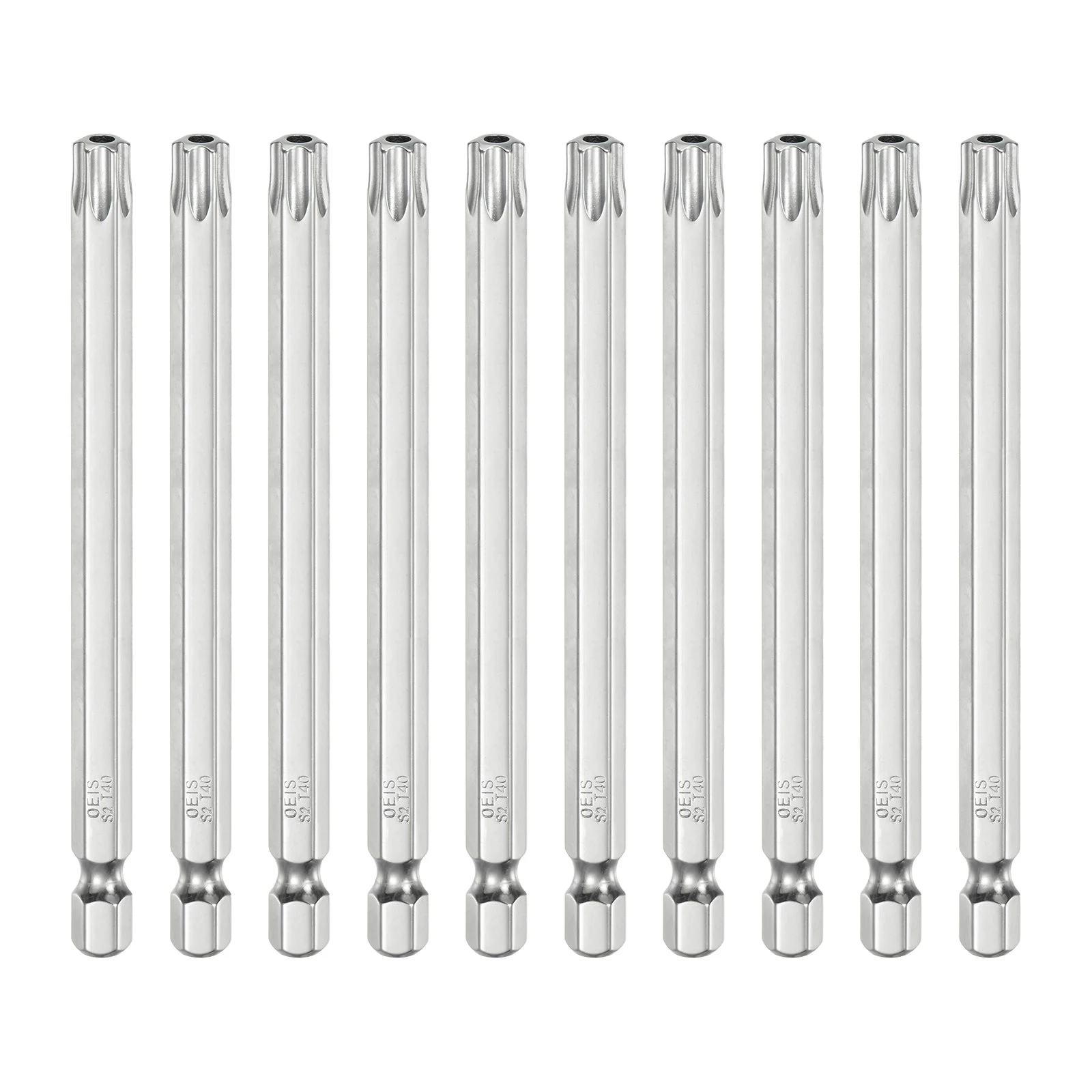 10pcs T40 Security Torx Bit 1/4" Hex Shank 4" Long Tamper Resistant Star Bits