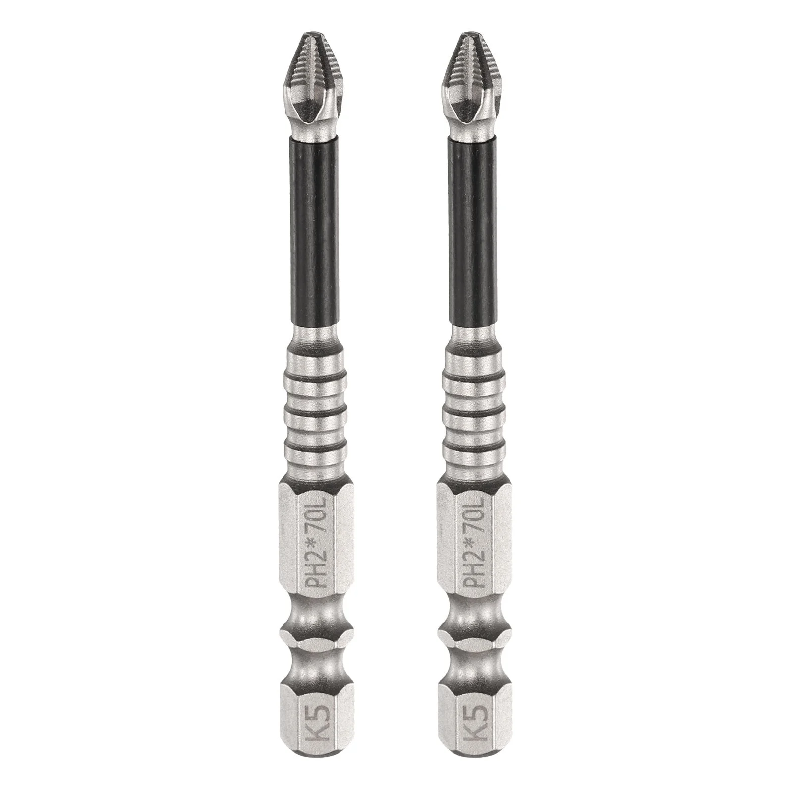 2pcs Anti Slip Magnetic Phillips Screwdriver Bit PH2 1/4" Hex Shank 2.8" Long
