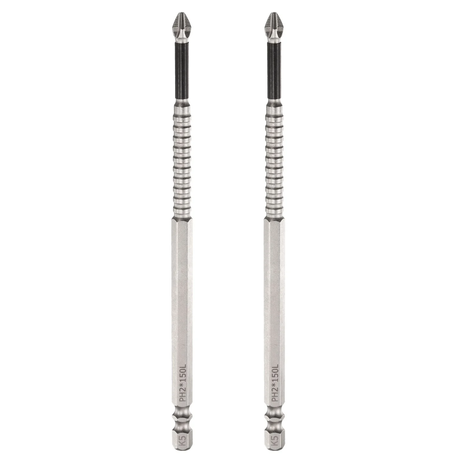 2pcs Anti Slip Magnetic Phillips Screwdriver Bit PH2 1/4" Hex Shank 6" Long