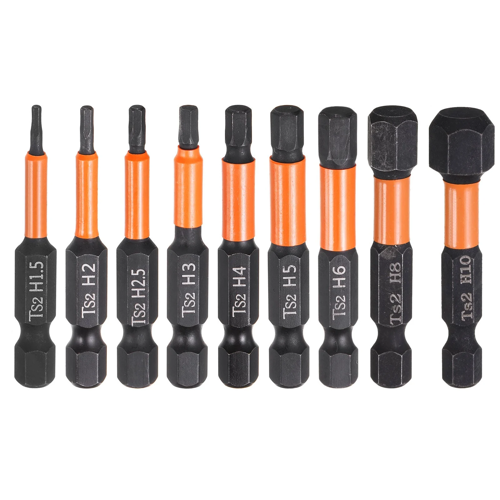 9pcs Hex Head Drill Bit Wrench Kit with Flat Tip 1/4" Shank 50mm Long Magnetic