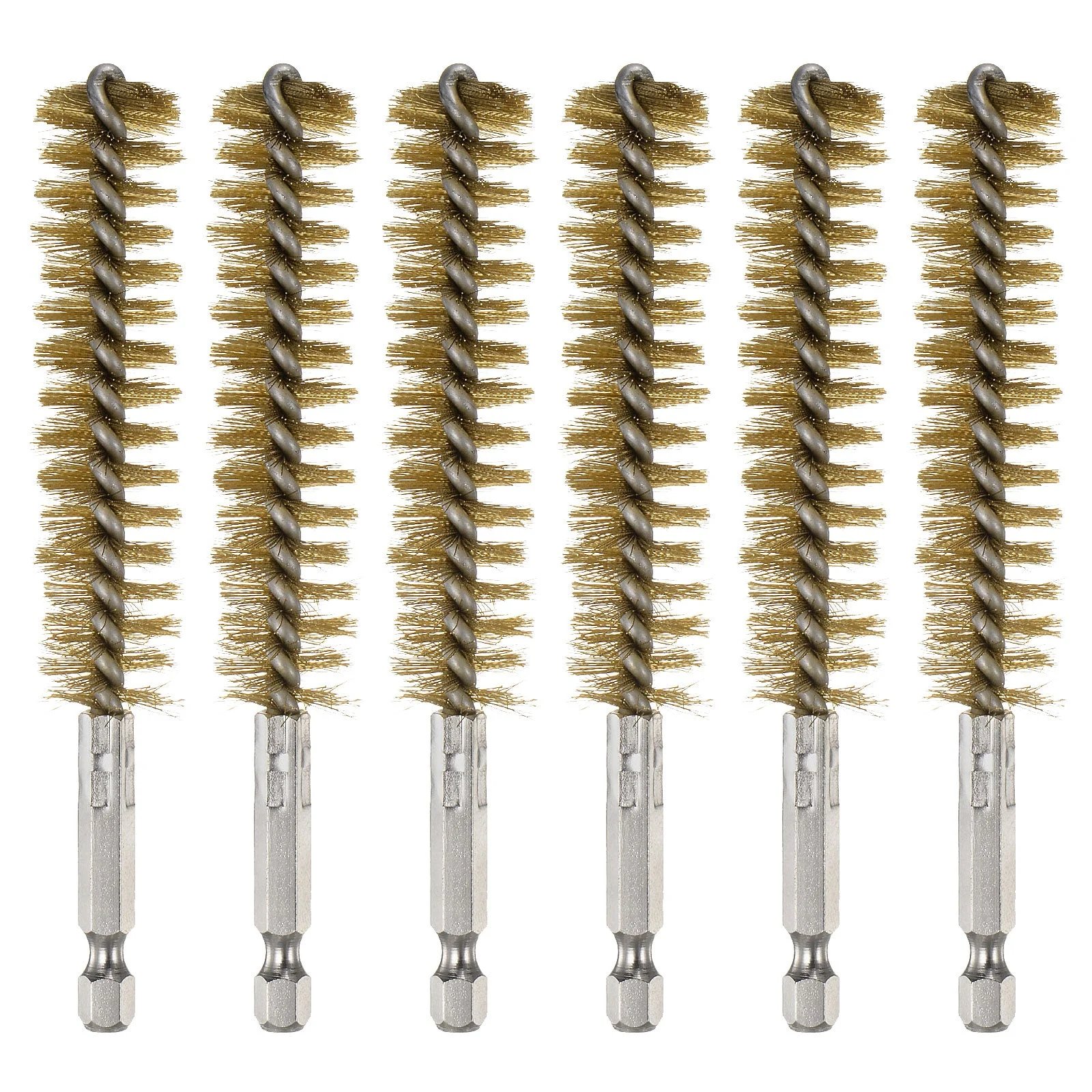 6Pcs Brass Bore Brush 18mm Dia 4.5" Cleaning Twisted Wire Brush