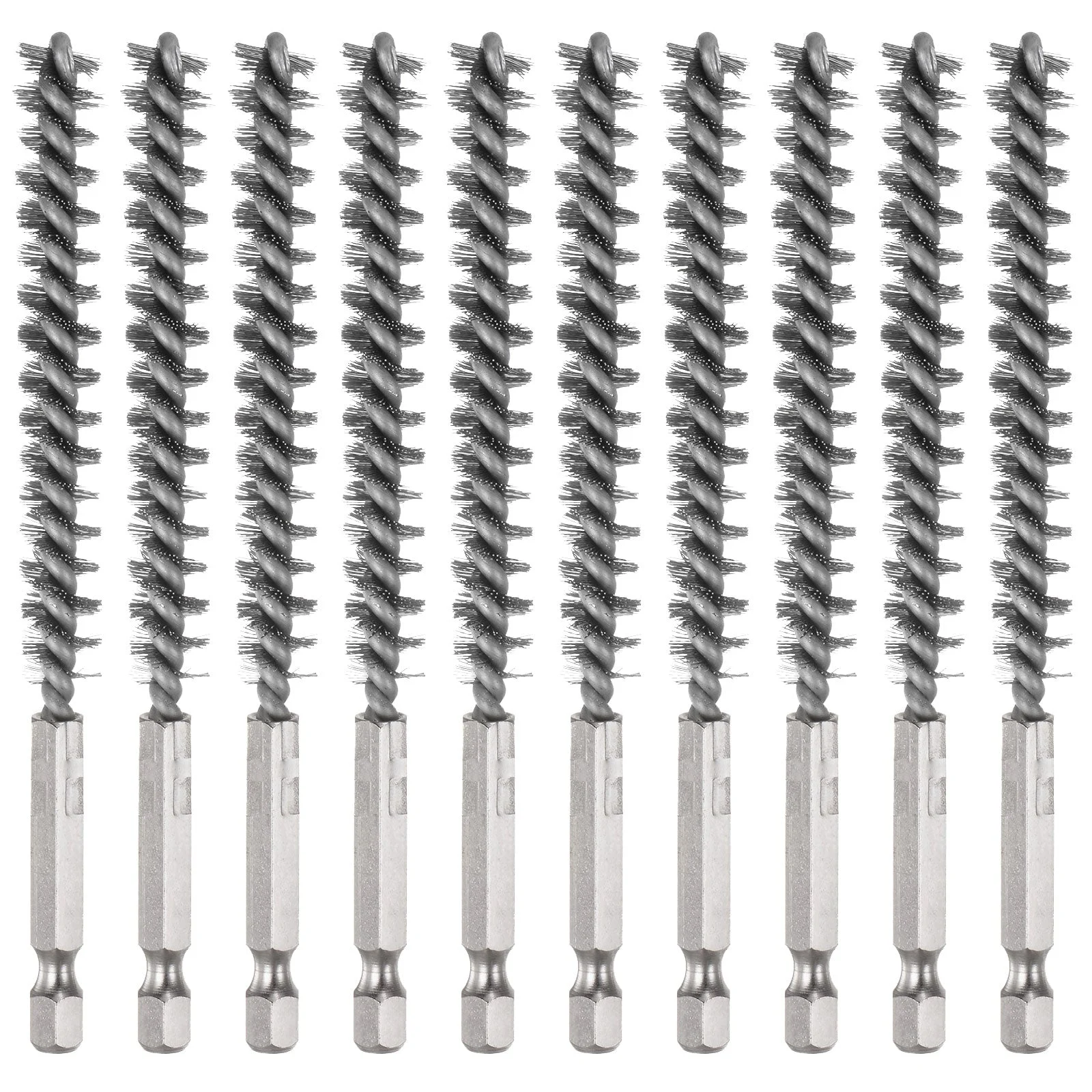 10Pcs 304 Stainless Steel Bore Brush 9mm Dia 4.5" Cleaning Twisted Wire Brush