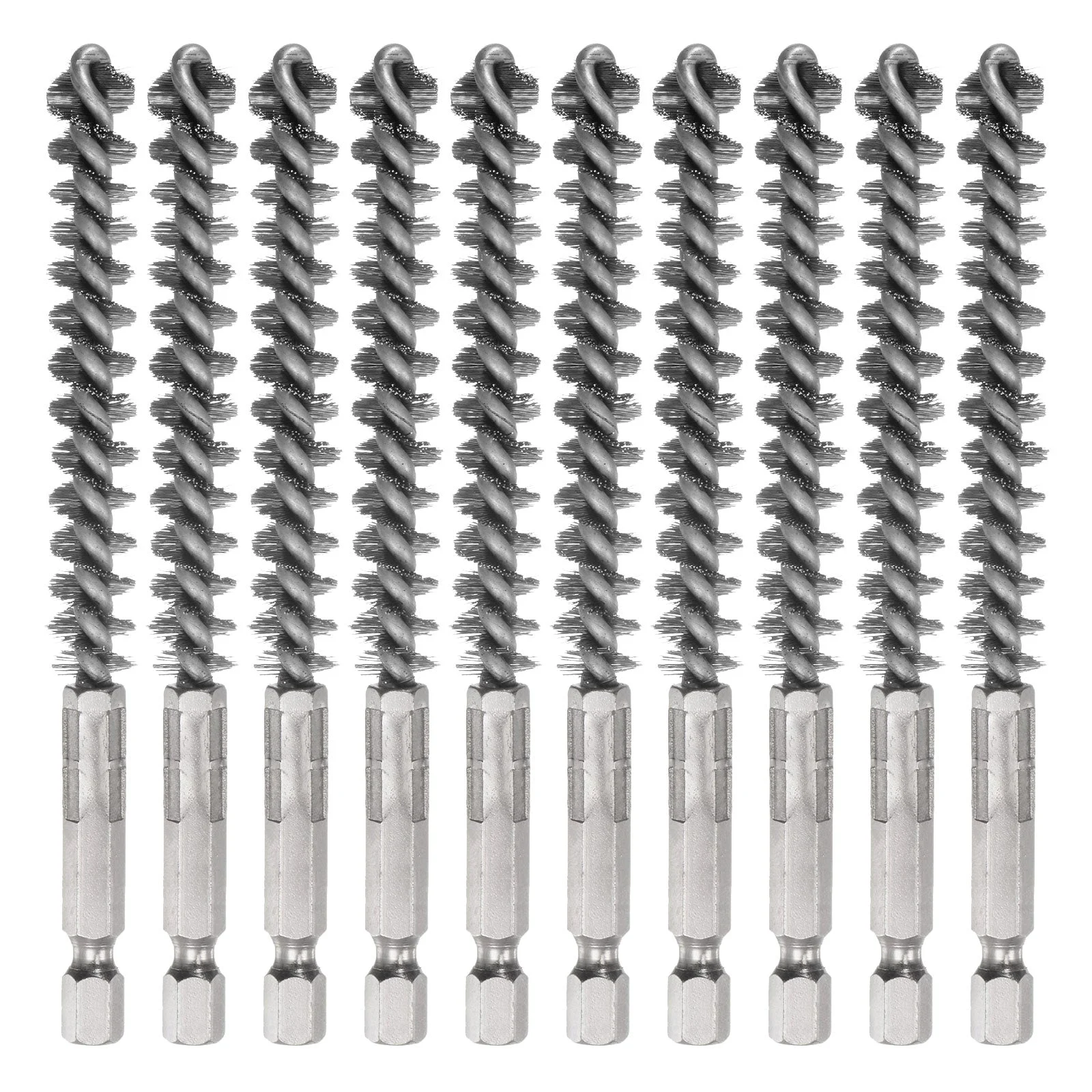 10Pcs 304 Stainless Steel Bore Brush 10mm Dia 4.5" Cleaning Twisted Wire Brush