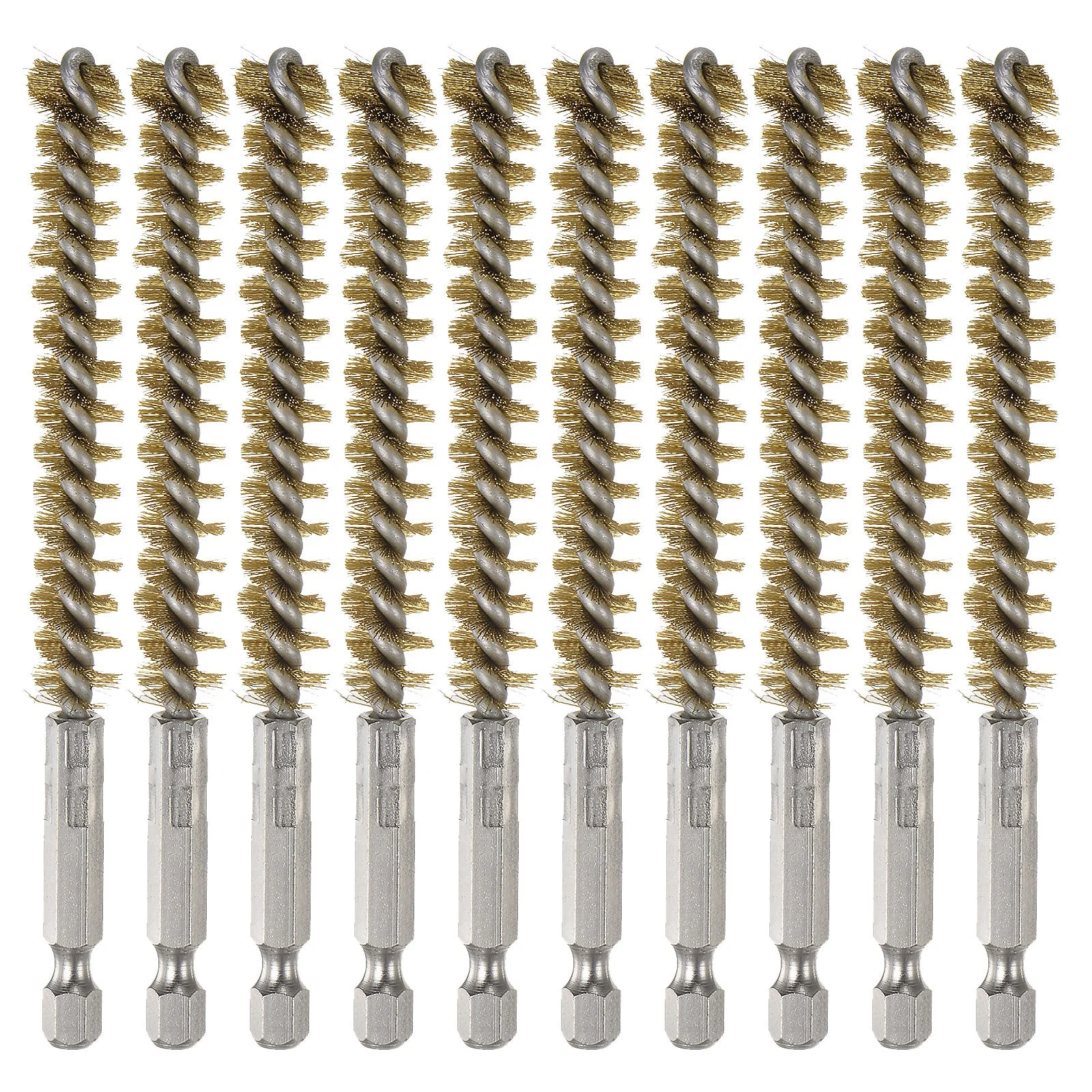 10Pcs Brass Bore Brush 10mm Dia 4.5" Cleaning Twisted Wire Brush