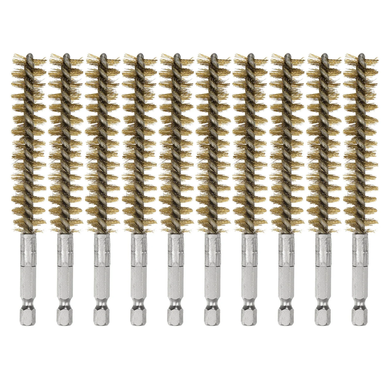 10Pcs Brass Bore Brush 15mm Dia 4.5" Cleaning Twisted Wire Brush