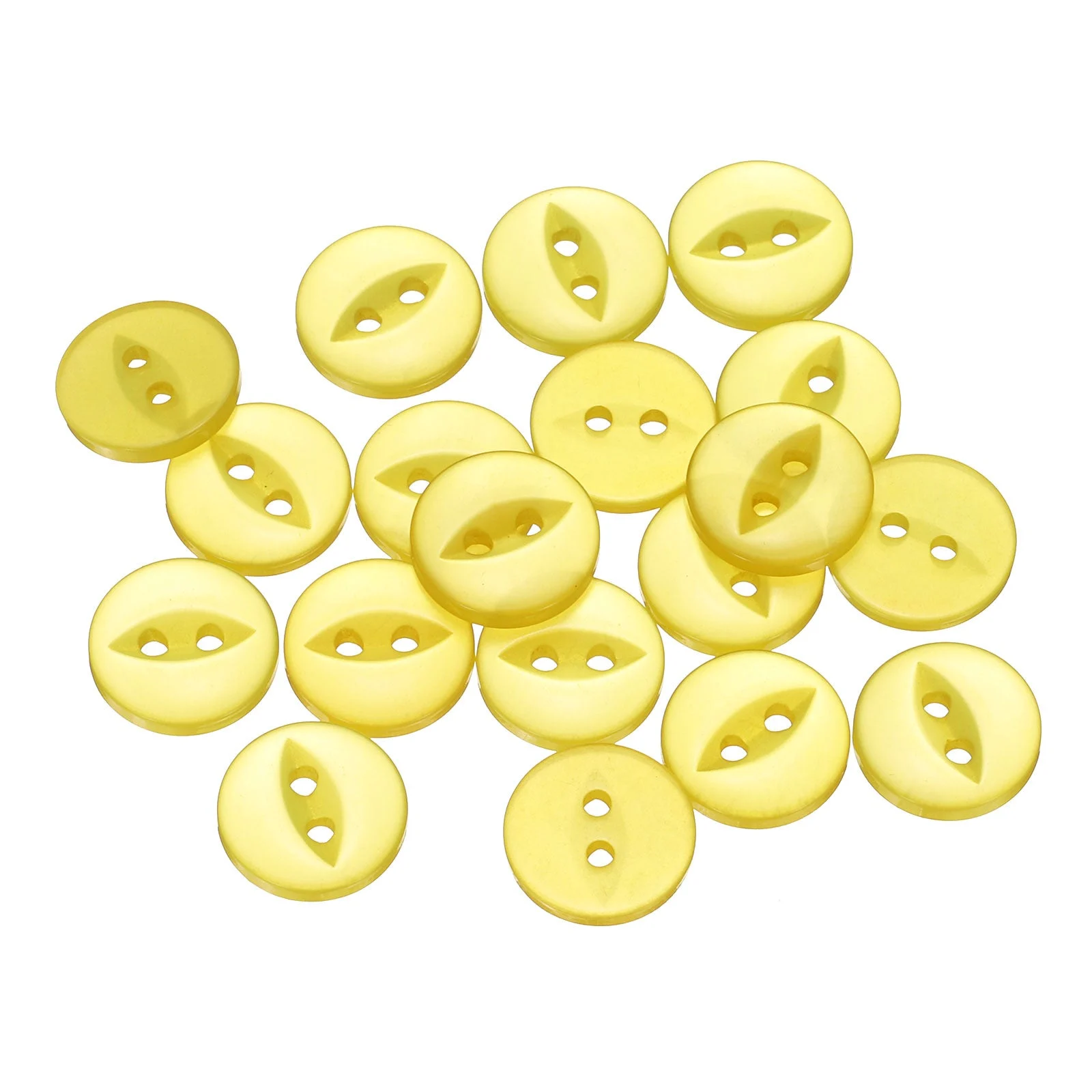 20pcs Yellow Round Sewing Buttons 12.5mm Resin 2-Hole Fish Eye Craft Button