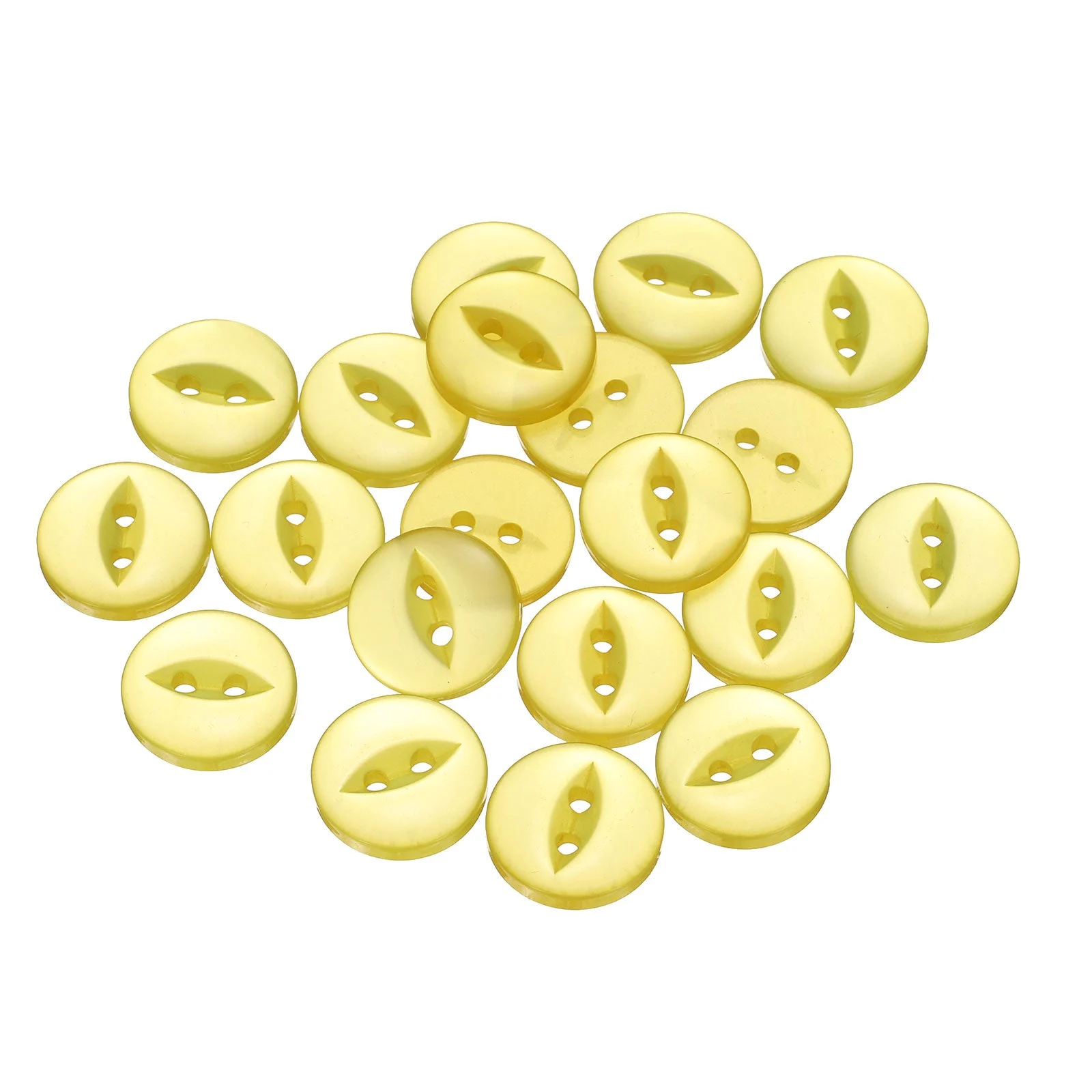20pcs Yellow Round Sewing Buttons 15mm Resin 2-Hole Fish Eye Craft Button