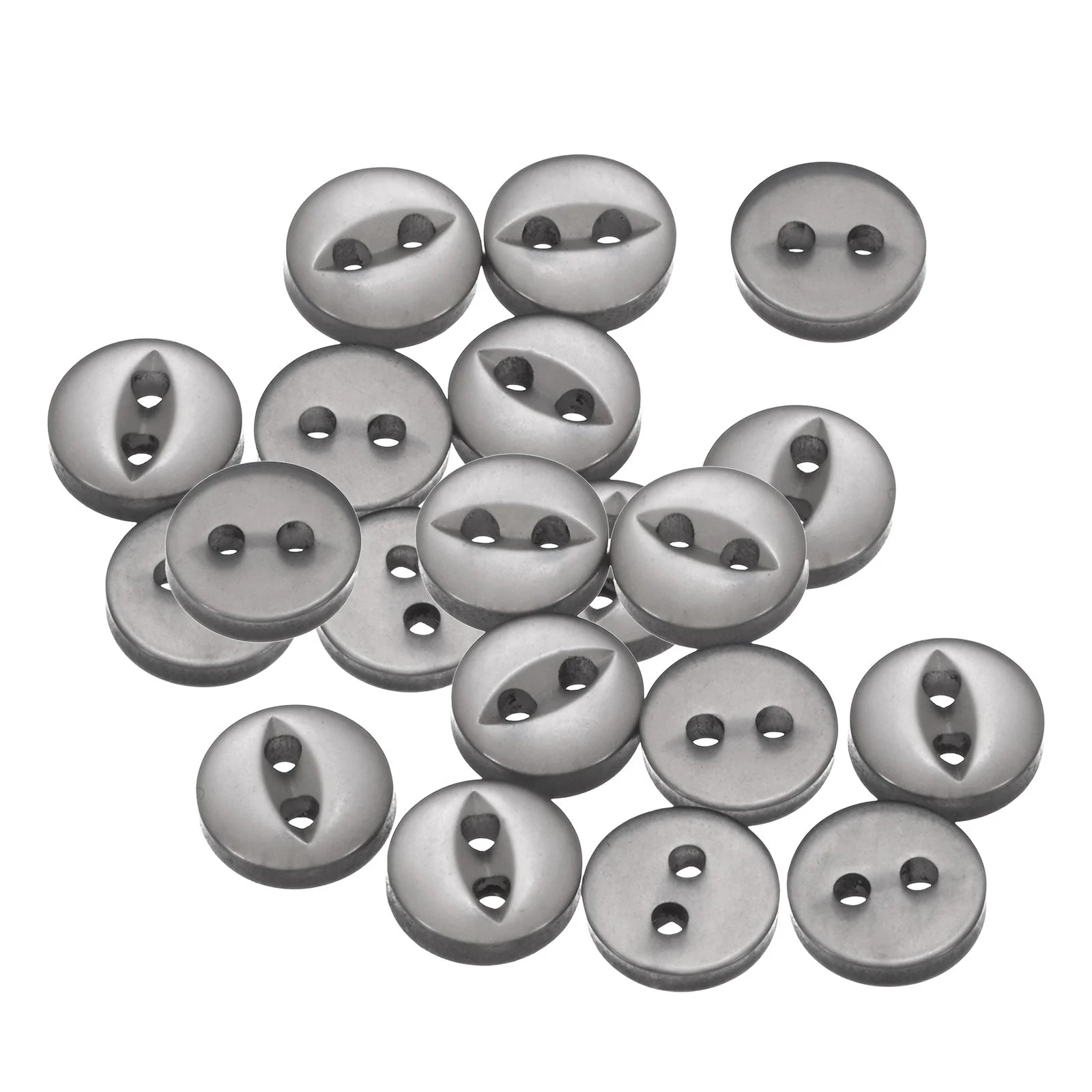 20pcs Grey Round Sewing Buttons 9mm Resin 2-Hole Fish Eye Craft Button