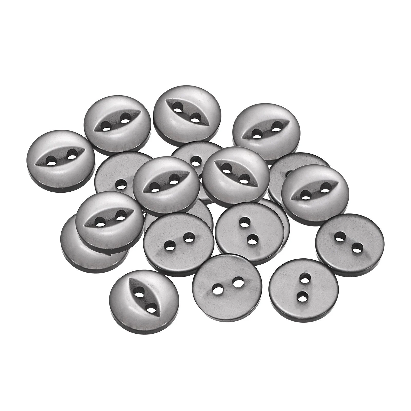 20pcs Grey Round Sewing Buttons 10mm Resin 2-Hole Fish Eye Craft Button