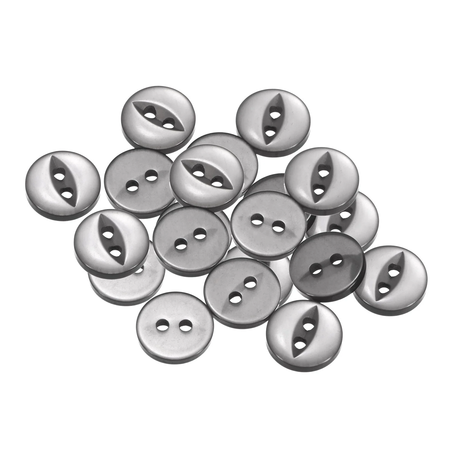 20pcs Grey Round Sewing Buttons 11.5mm Resin 2-Hole Fish Eye Craft Button