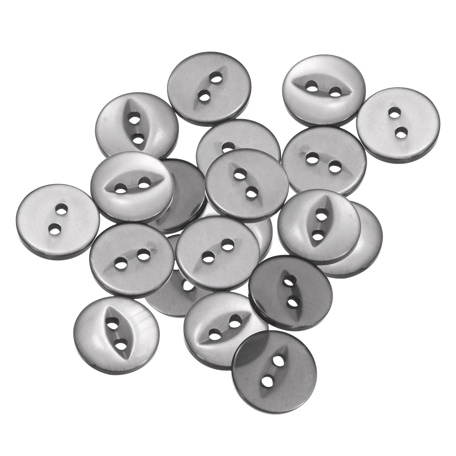 20pcs Grey Round Sewing Buttons 12.5mm Resin 2-Hole Fish Eye Craft Button
