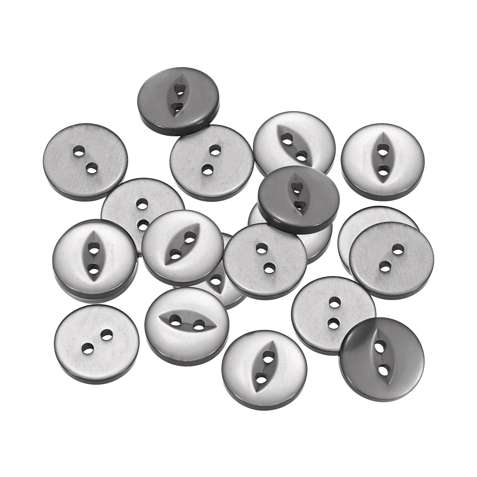 20pcs Grey Round Sewing Buttons 15mm Resin 2-Hole Fish Eye Craft Button