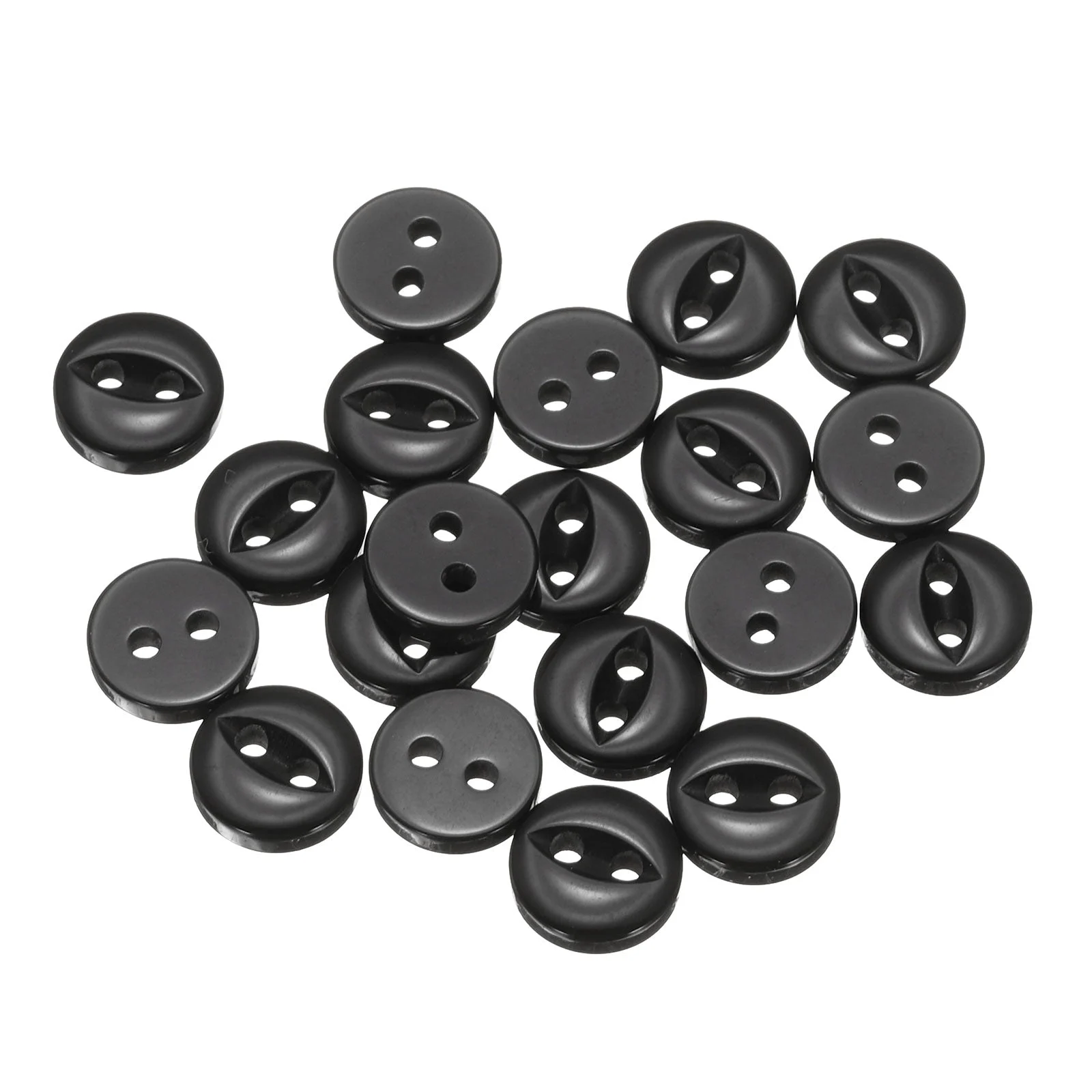 20pcs Black Round Sewing Buttons 9mm Resin 2-Hole Fish Eye Craft Button