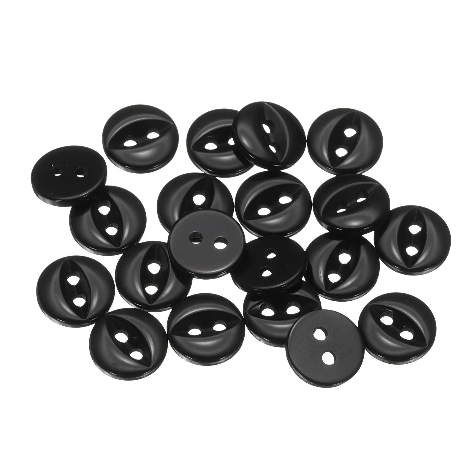 20pcs Black Round Sewing Buttons 10mm Resin 2-Hole Fish Eye Craft Button