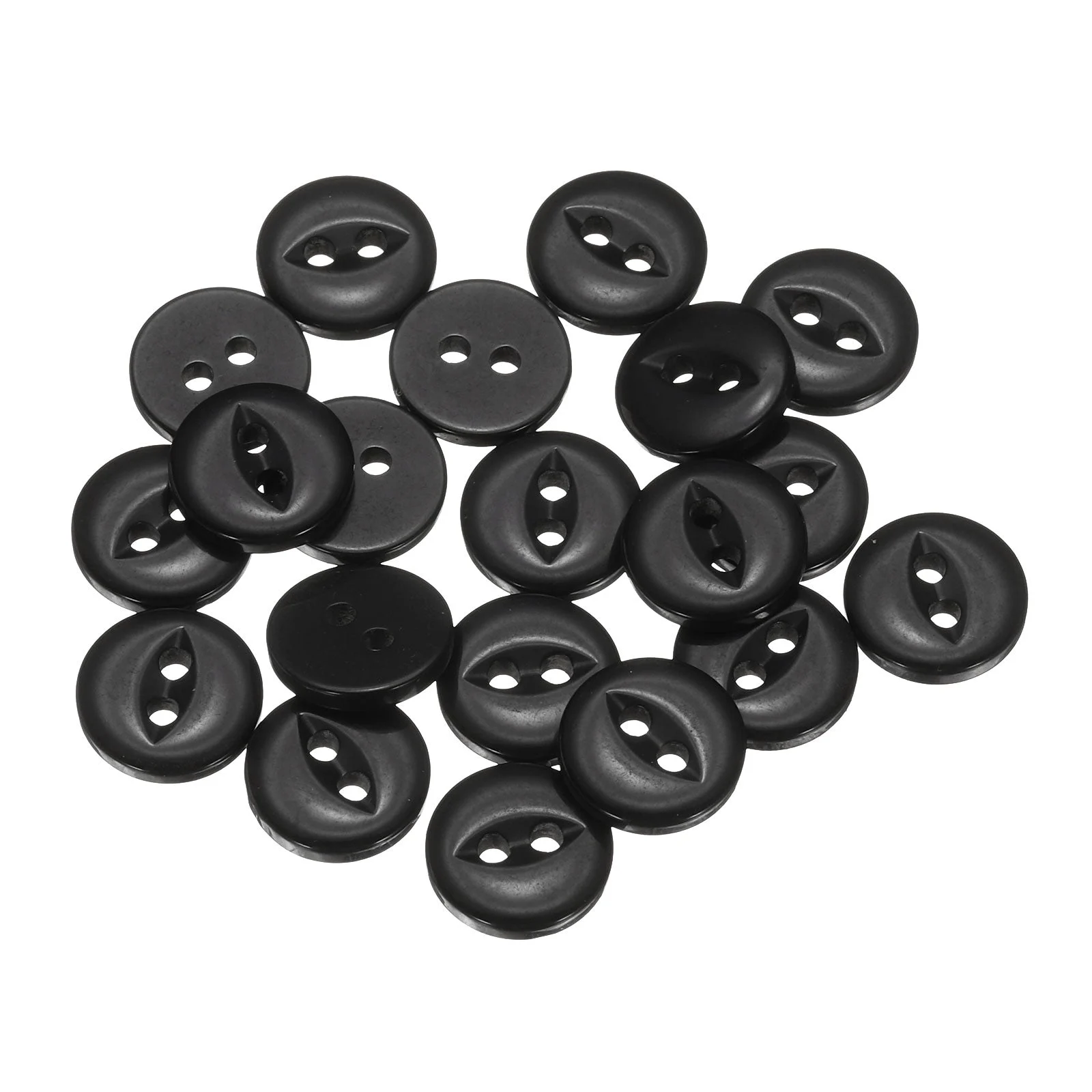 20pcs Black Round Sewing Buttons 11.5mm Resin 2-Hole Fish Eye Craft Button