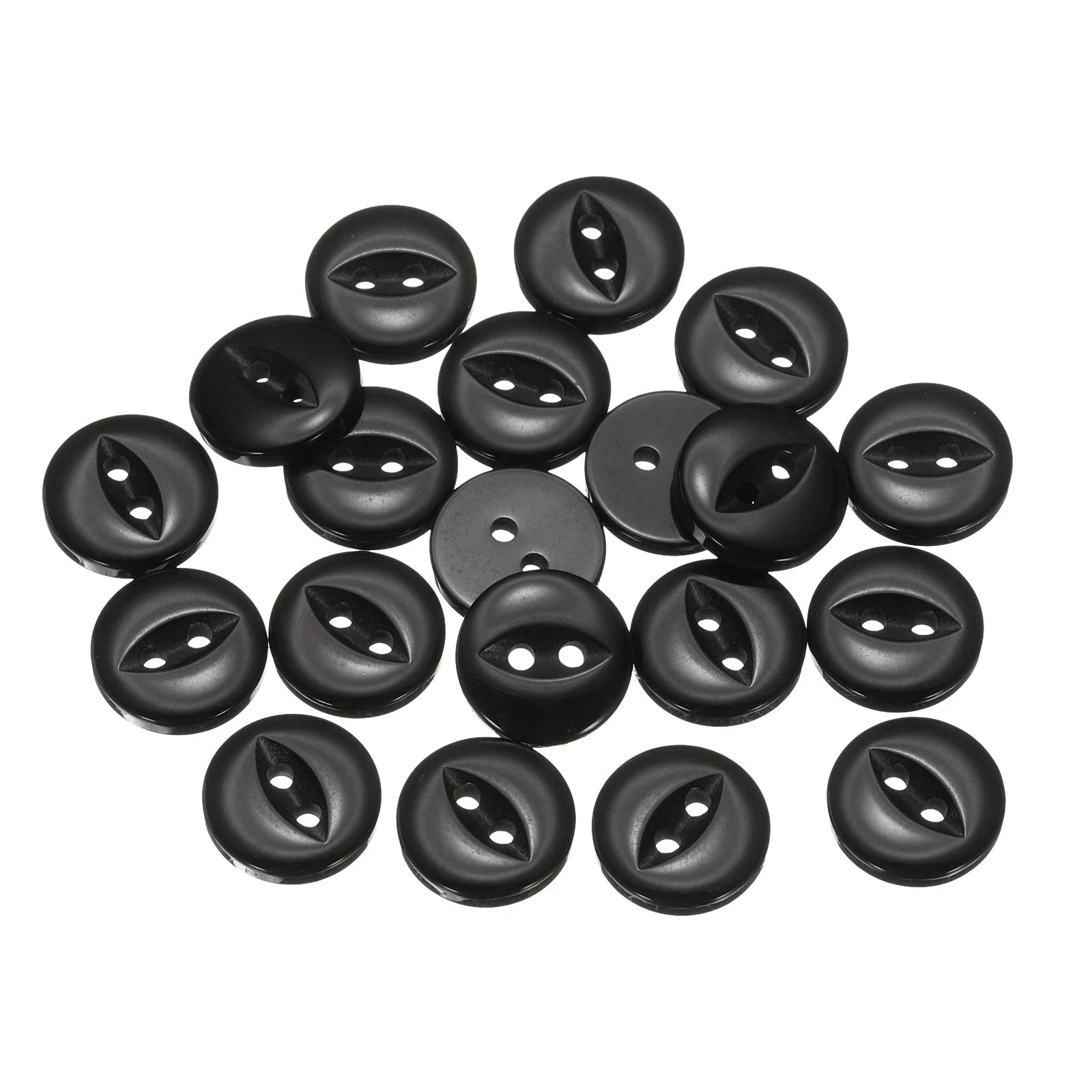 20pcs Black Round Sewing Buttons 12.5mm Resin 2-Hole Fish Eye Craft Button