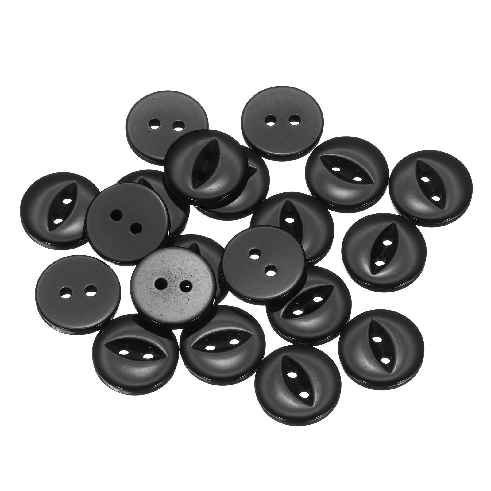 20pcs Black Round Sewing Buttons 15mm Resin 2-Hole Fish Eye Craft Button