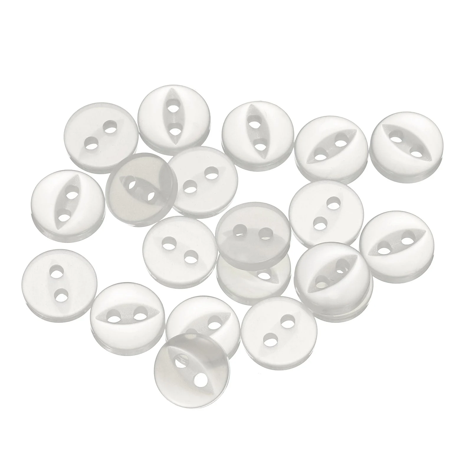 20pcs White Round Sewing Buttons 9mm Resin 2-Hole Fish Eye Craft Button