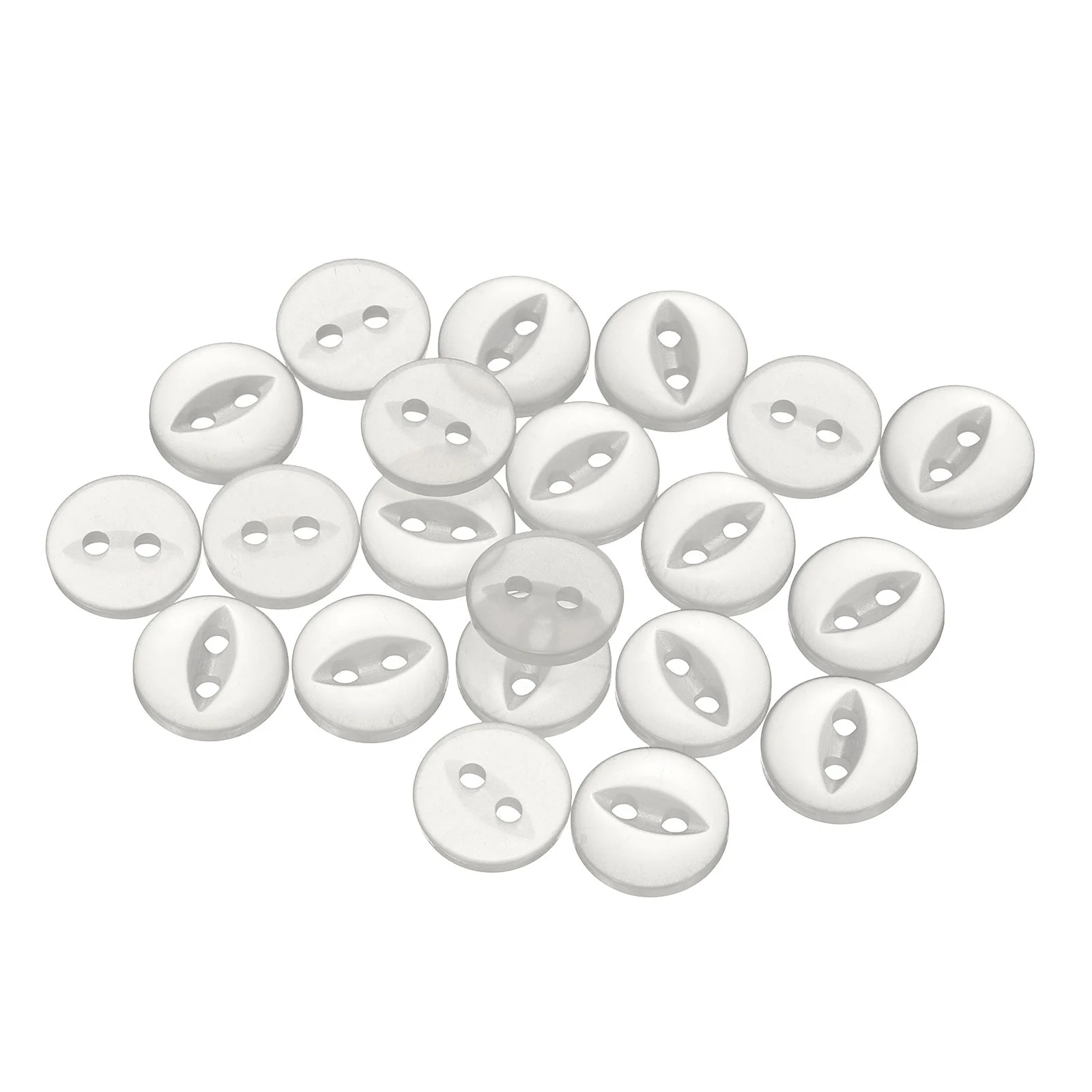 20pcs White Round Sewing Buttons 11.5mm Resin 2-Hole Fish Eye Craft Button