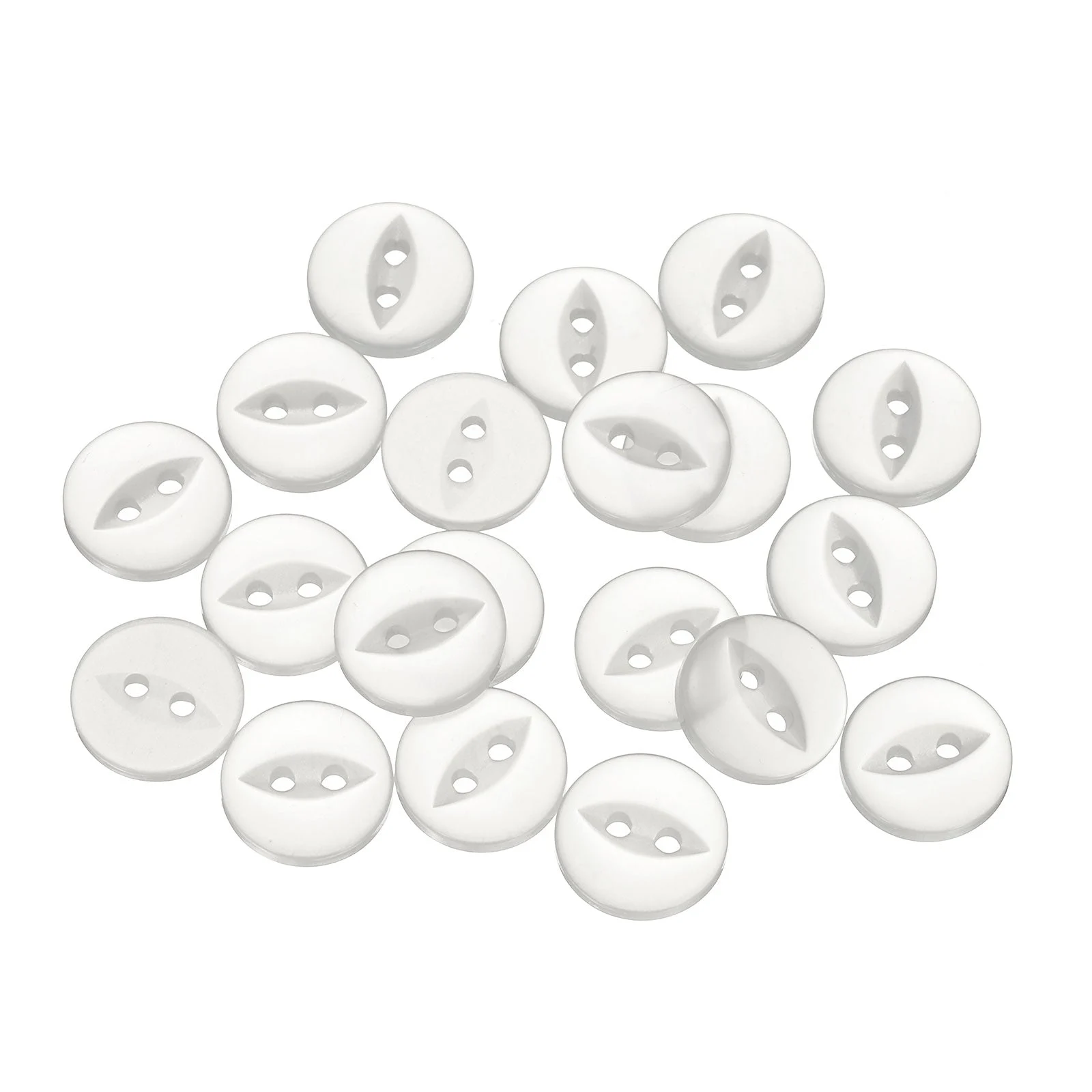 20pcs White Round Sewing Buttons 12.5mm Resin 2-Hole Fish Eye Craft Button