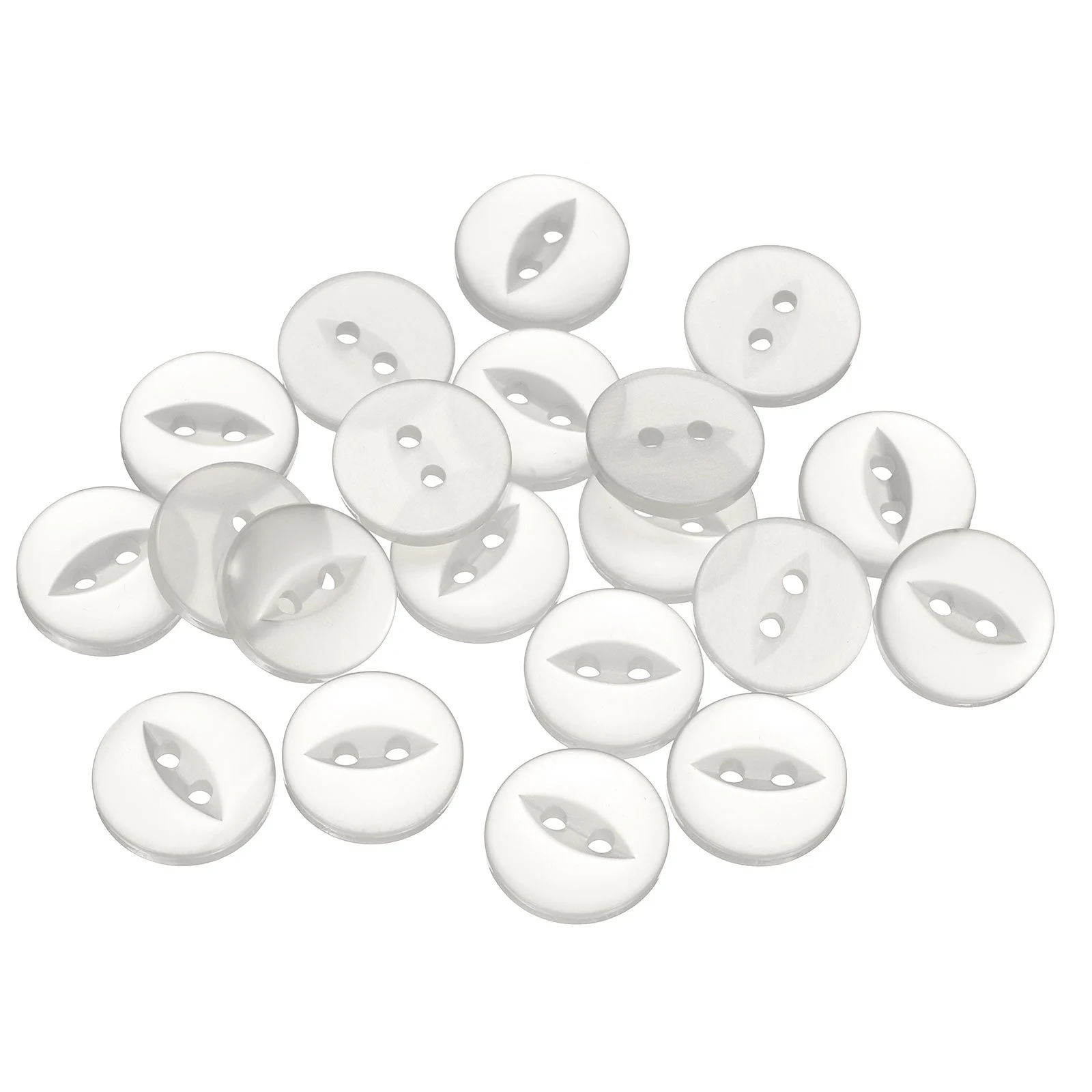 20pcs White Round Sewing Buttons 15mm Resin 2-Hole Fish Eye Craft Button