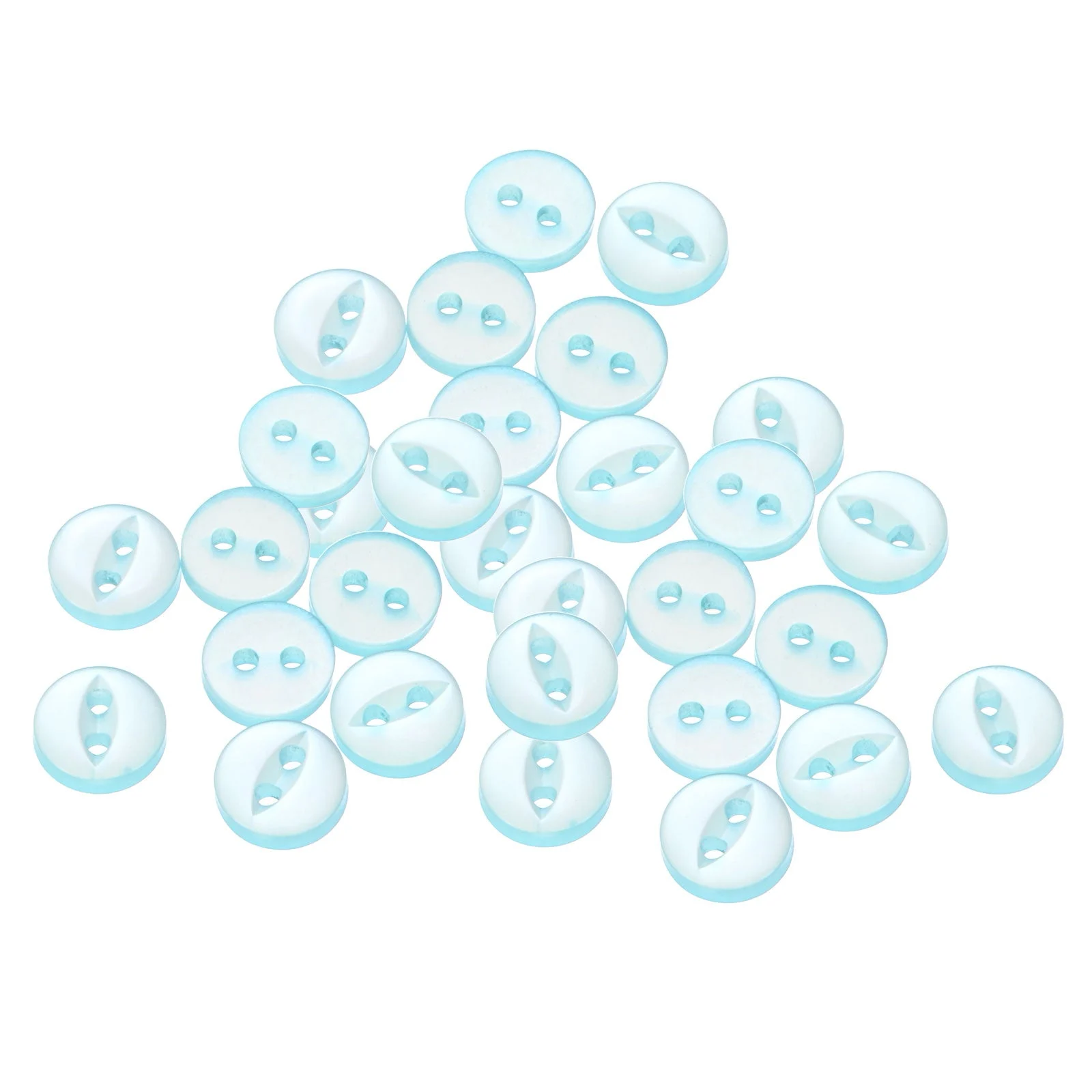 20pcs Lake Blue Round Sewing Buttons 9mm Resin 2-Hole Fish Eye Craft Button