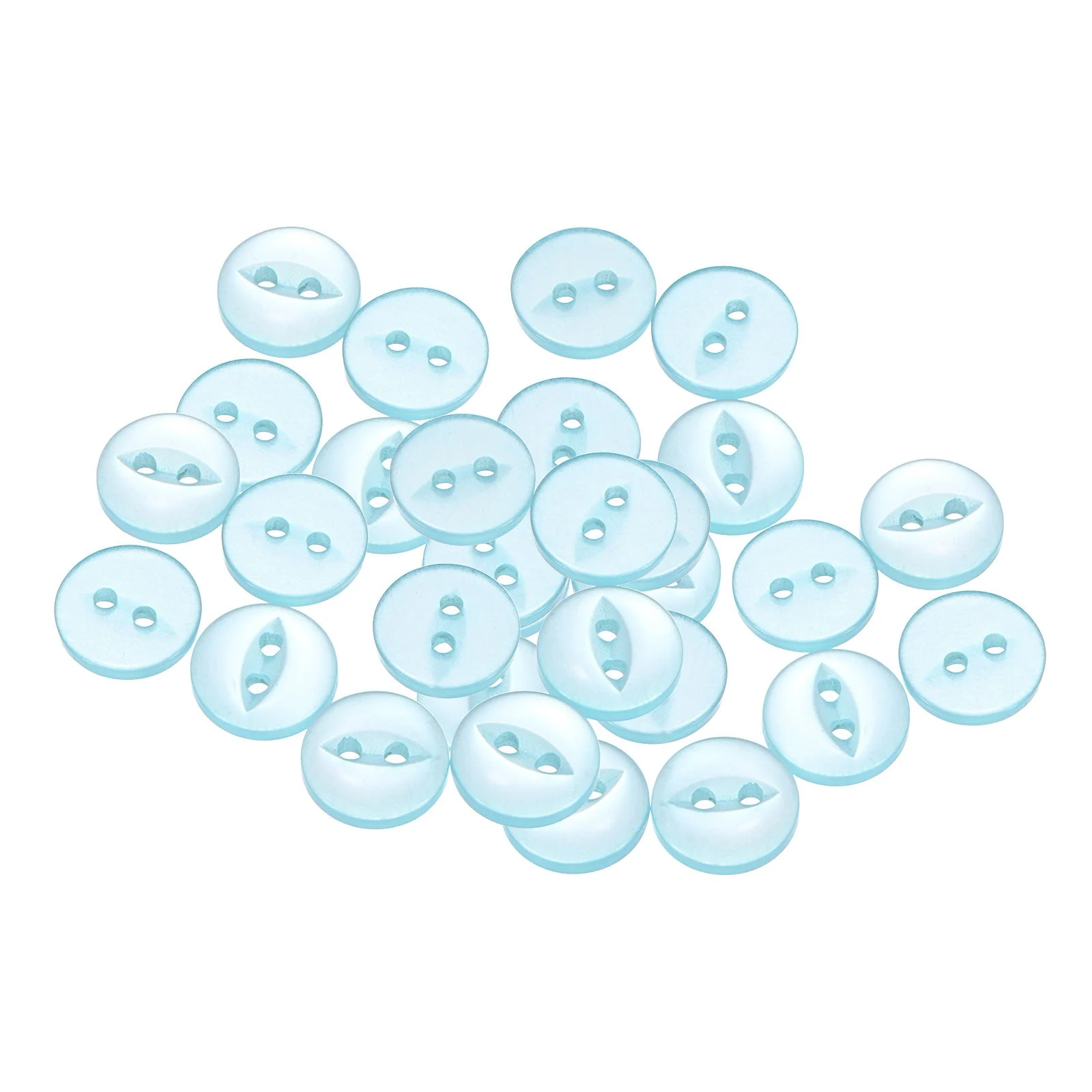 20pcs Lake Blue Round Sewing Buttons 10mm Resin 2-Hole Fish Eye Craft Button