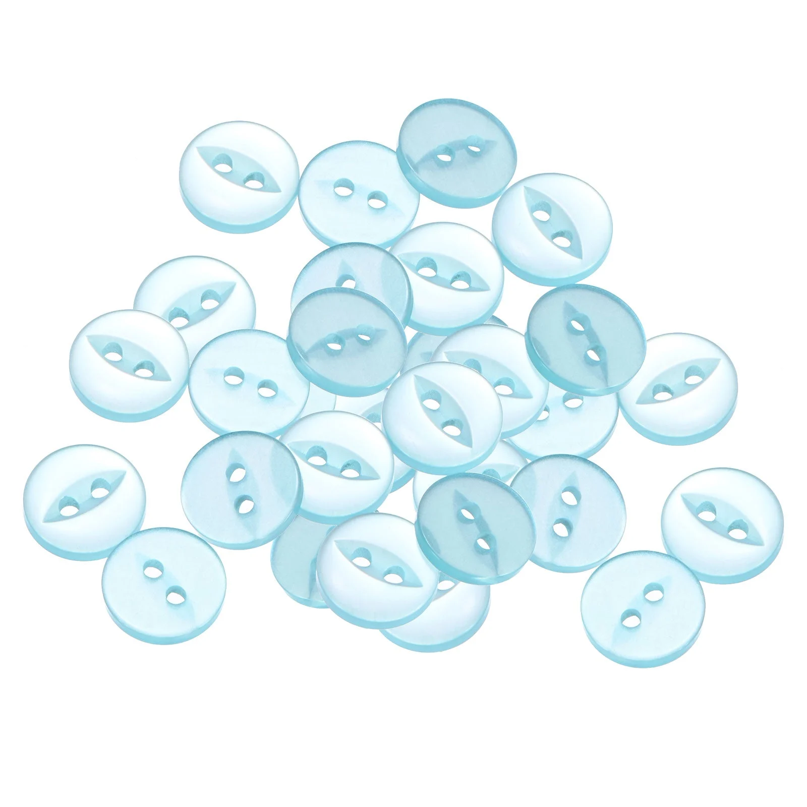 20pcs Lake Blue Round Sewing Buttons 11.5mm Resin 2-Hole Fish Eye Craft Button