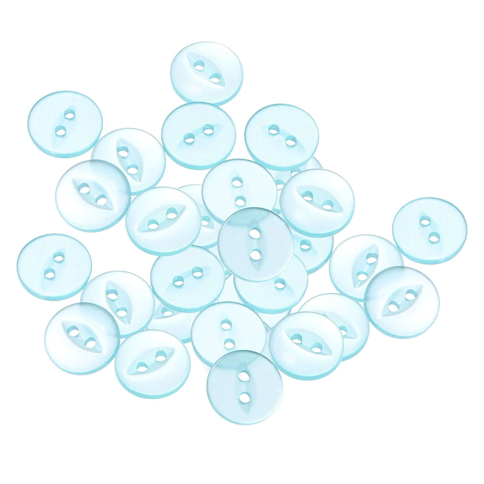 20pcs Lake Blue Round Sewing Buttons 12.5mm Resin 2-Hole Fish Eye Craft Button