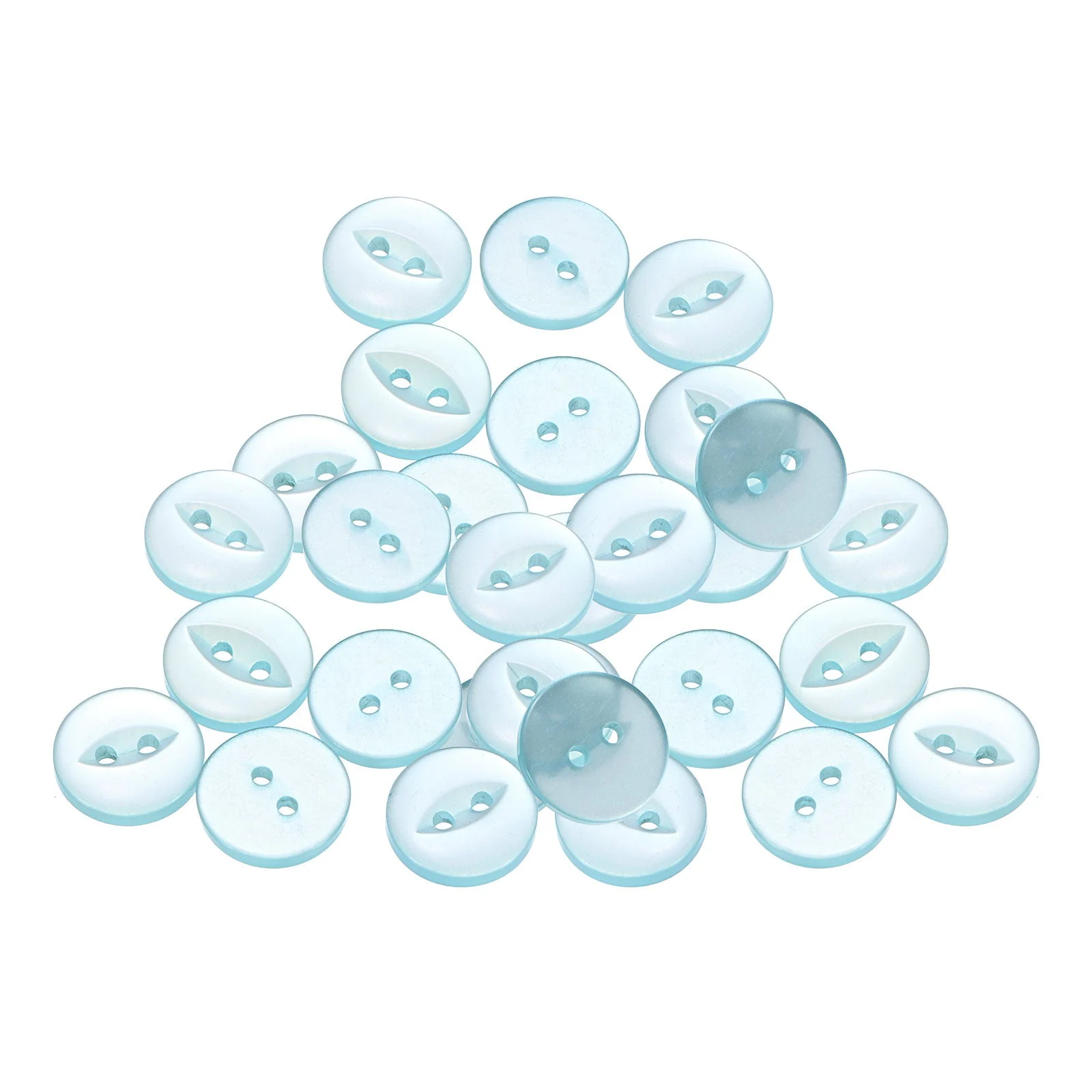 20pcs Lake Blue Round Sewing Buttons 15mm Resin 2-Hole Fish Eye Craft Button