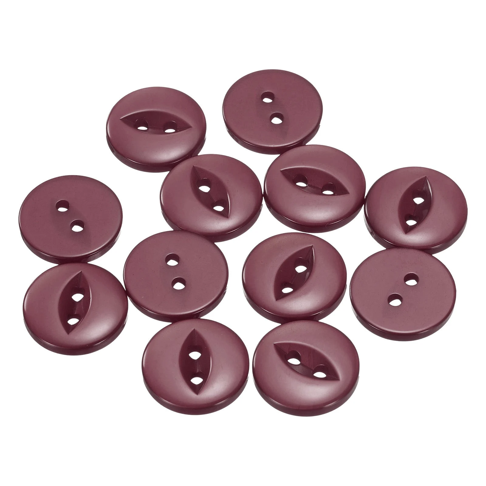 12pcs Dark Red Round Sewing Buttons 18mm Resin 2-Hole Fish Eye Craft Button