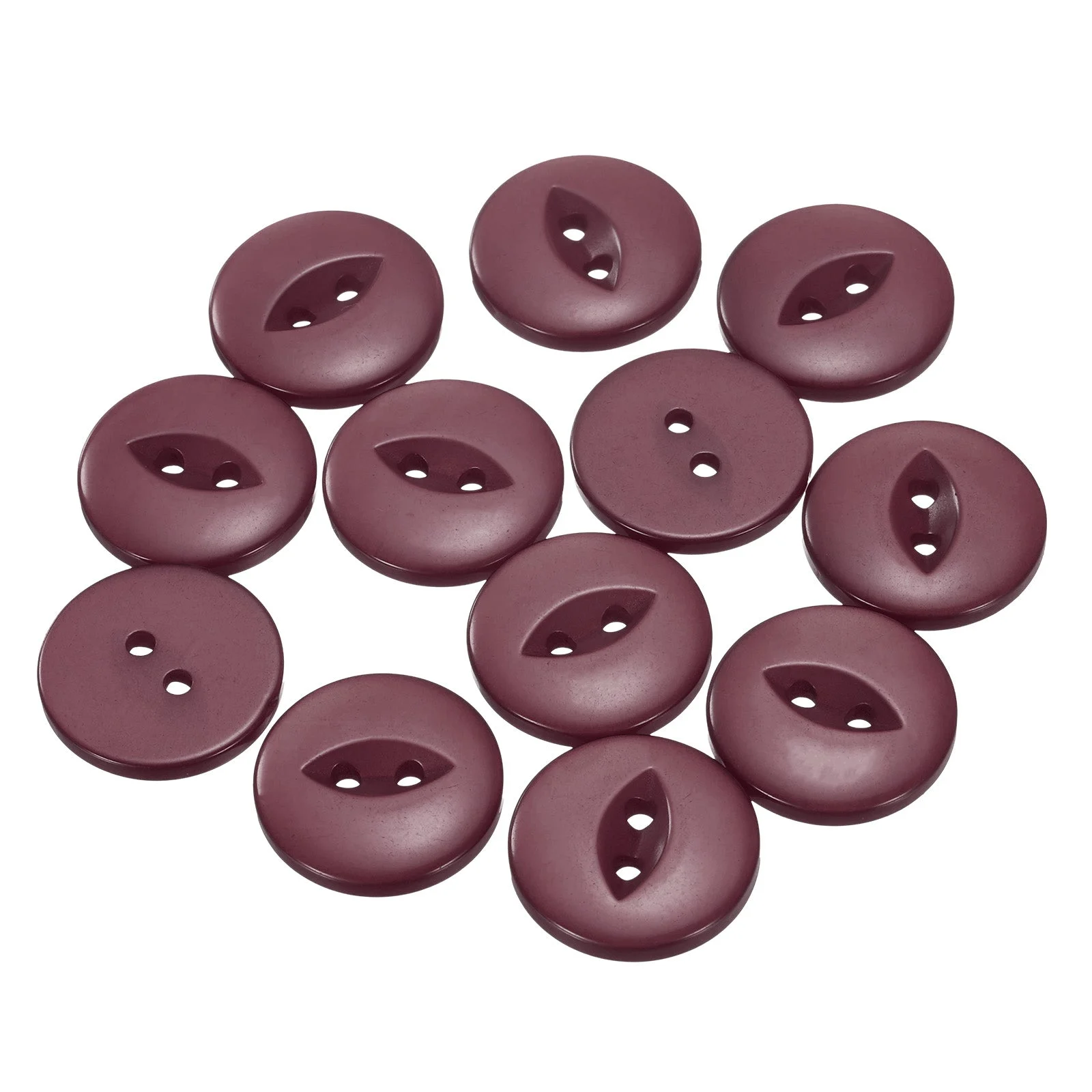 12pcs Dark Red Round Sewing Buttons 20mm Resin 2-Hole Fish Eye Craft Button