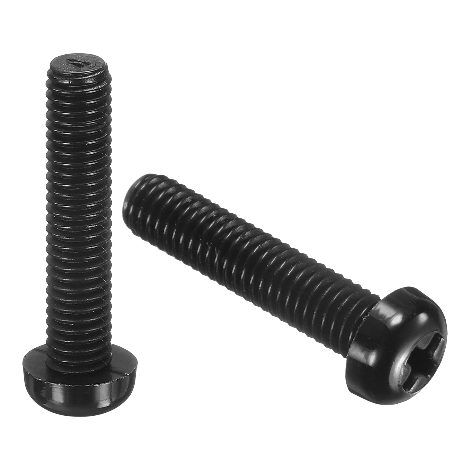 M6x30mm Threaded Nylon Phillips Cross Pan Head Machine Screws Bolts Black 100Pcs