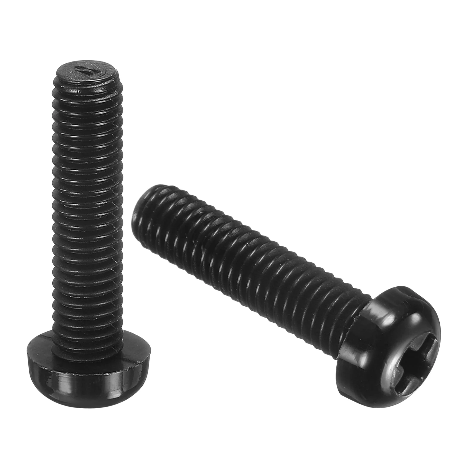 M6x25mm Threaded Nylon Phillips Cross Pan Head Machine Screws Bolts Black 100Pcs