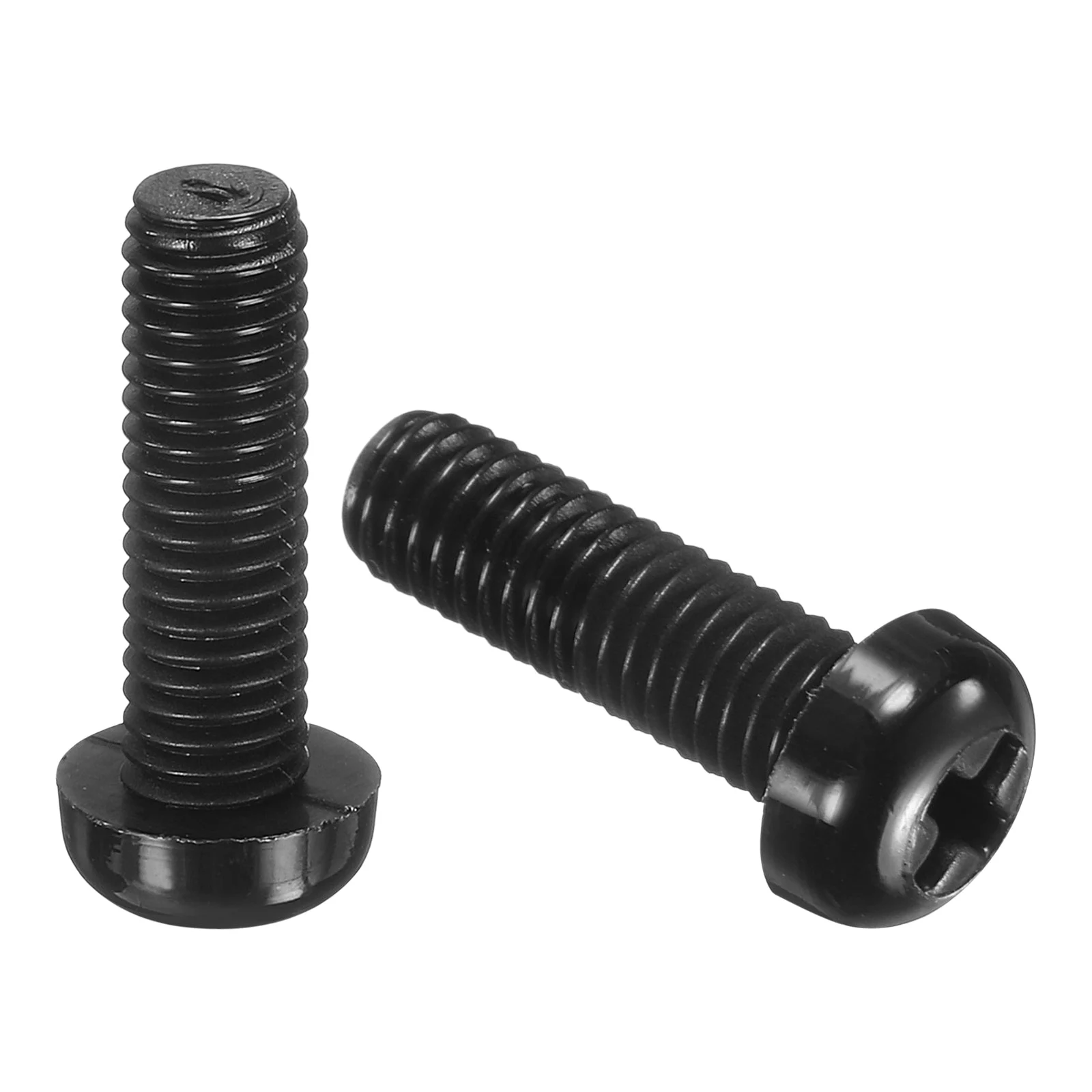 M6x20mm Threaded Nylon Phillips Cross Pan Head Machine Screws Bolts Black 20Pcs