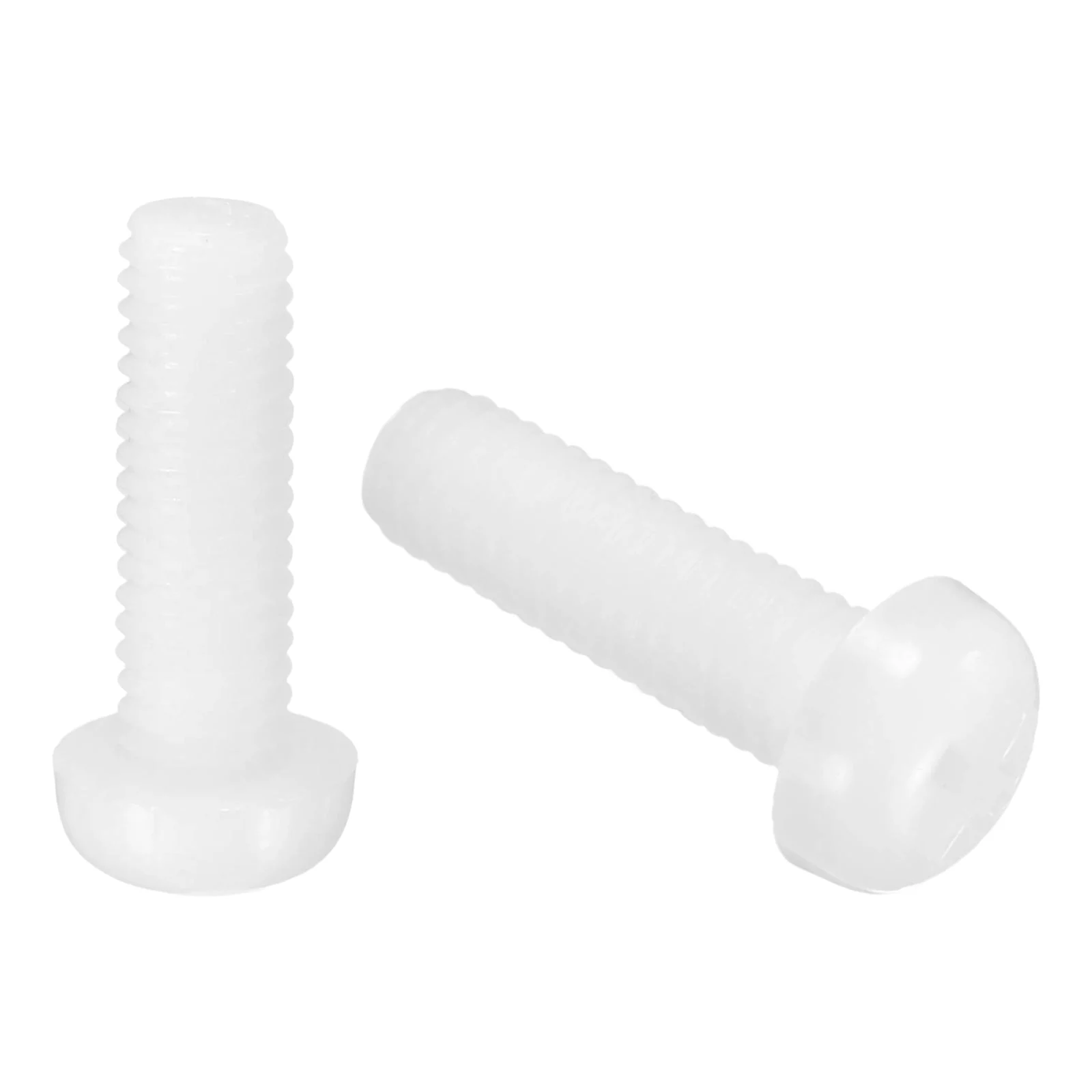M6x20mm Threaded Nylon Phillips Cross Pan Head Machine Screws Bolts White 100Pcs