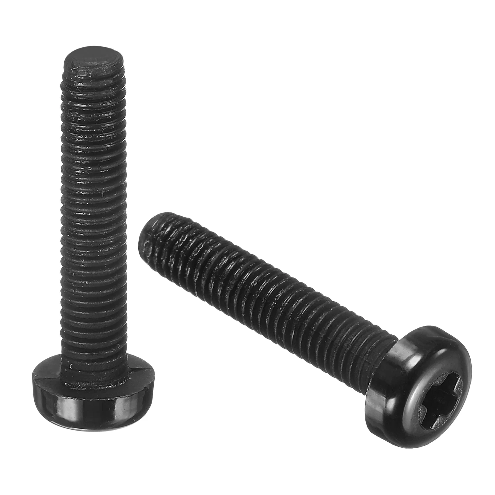 M5x25mm Threaded Nylon Phillips Cross Pan Head Machine Screws Bolts Black 20Pcs