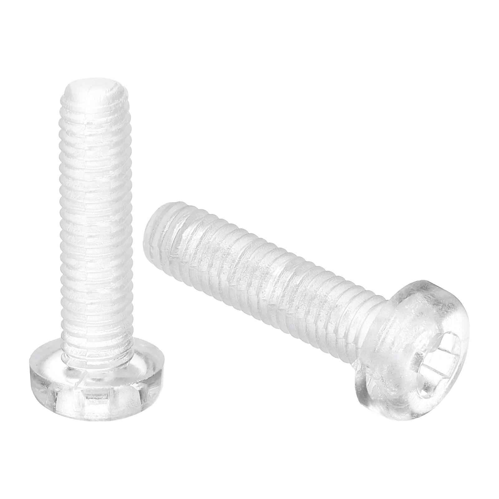 M5x20mm Threaded Nylon Phillips Cross Pan Head Machine Screws Bolts Clear 20Pcs