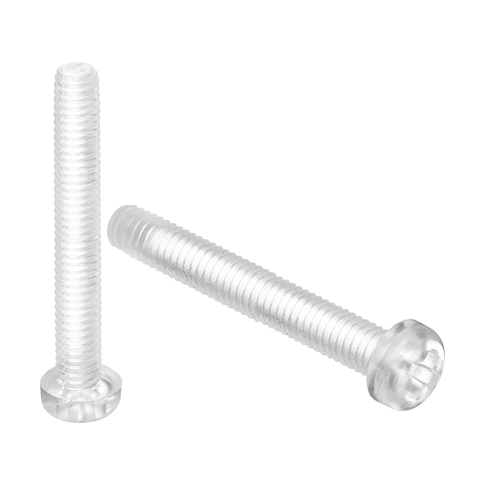 M4x30mm Threaded Nylon Phillips Cross Pan Head Machine Screws Bolts Clear 20Pcs