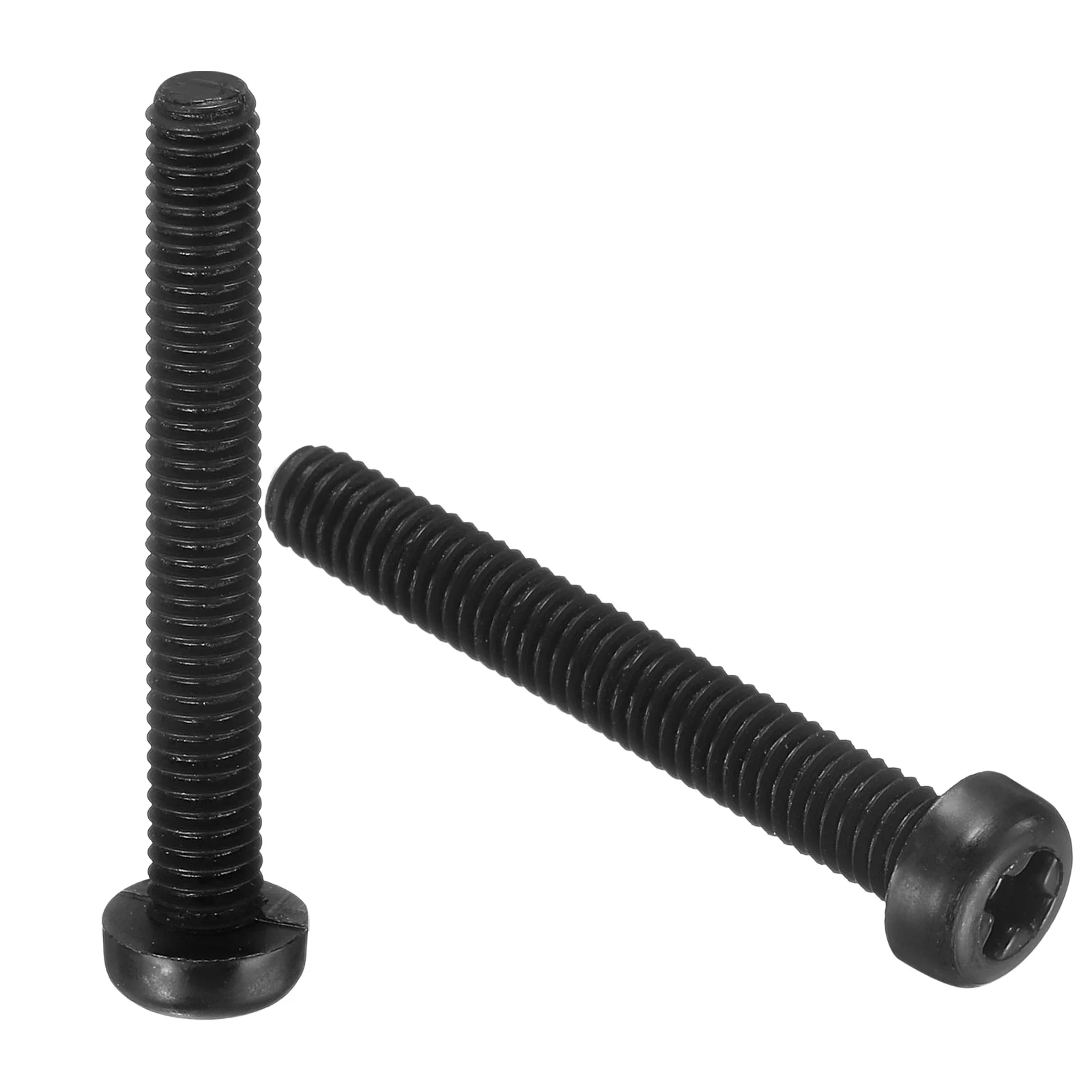 M4x30mm Threaded Nylon Phillips Cross Pan Head Machine Screws Bolts Black 20Pcs