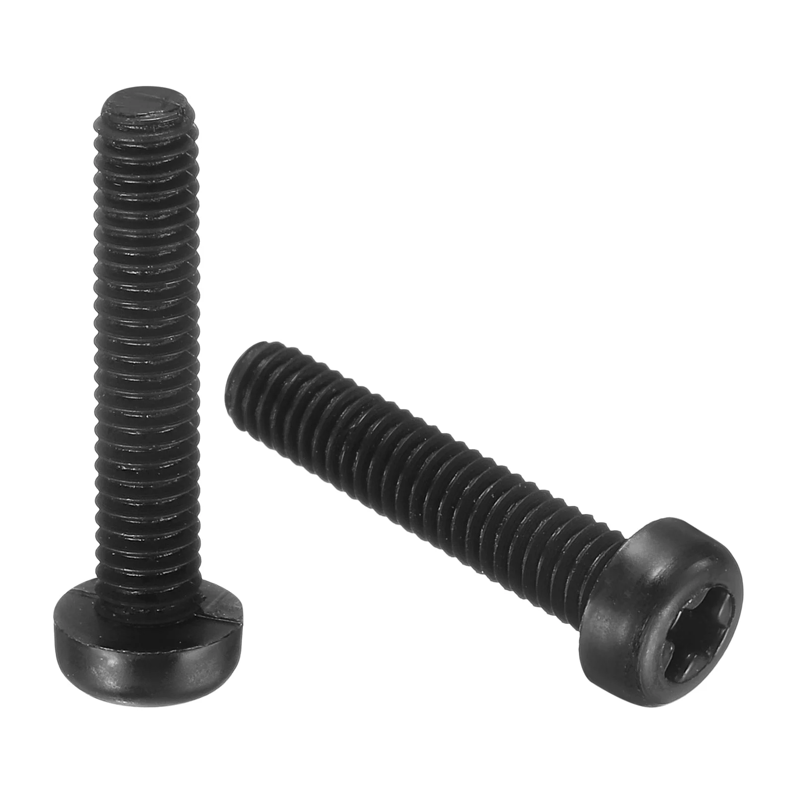 M4x20mm Threaded Nylon Phillips Cross Pan Head Machine Screws Bolts Black 100Pcs