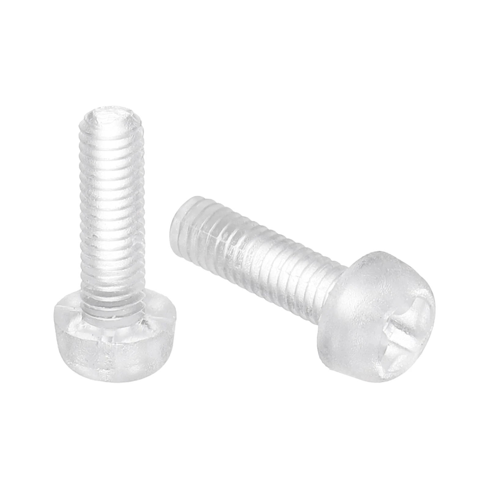 M3x10mm Threaded Nylon Phillips Cross Pan Head Machine Screws Bolts Clear 20Pcs