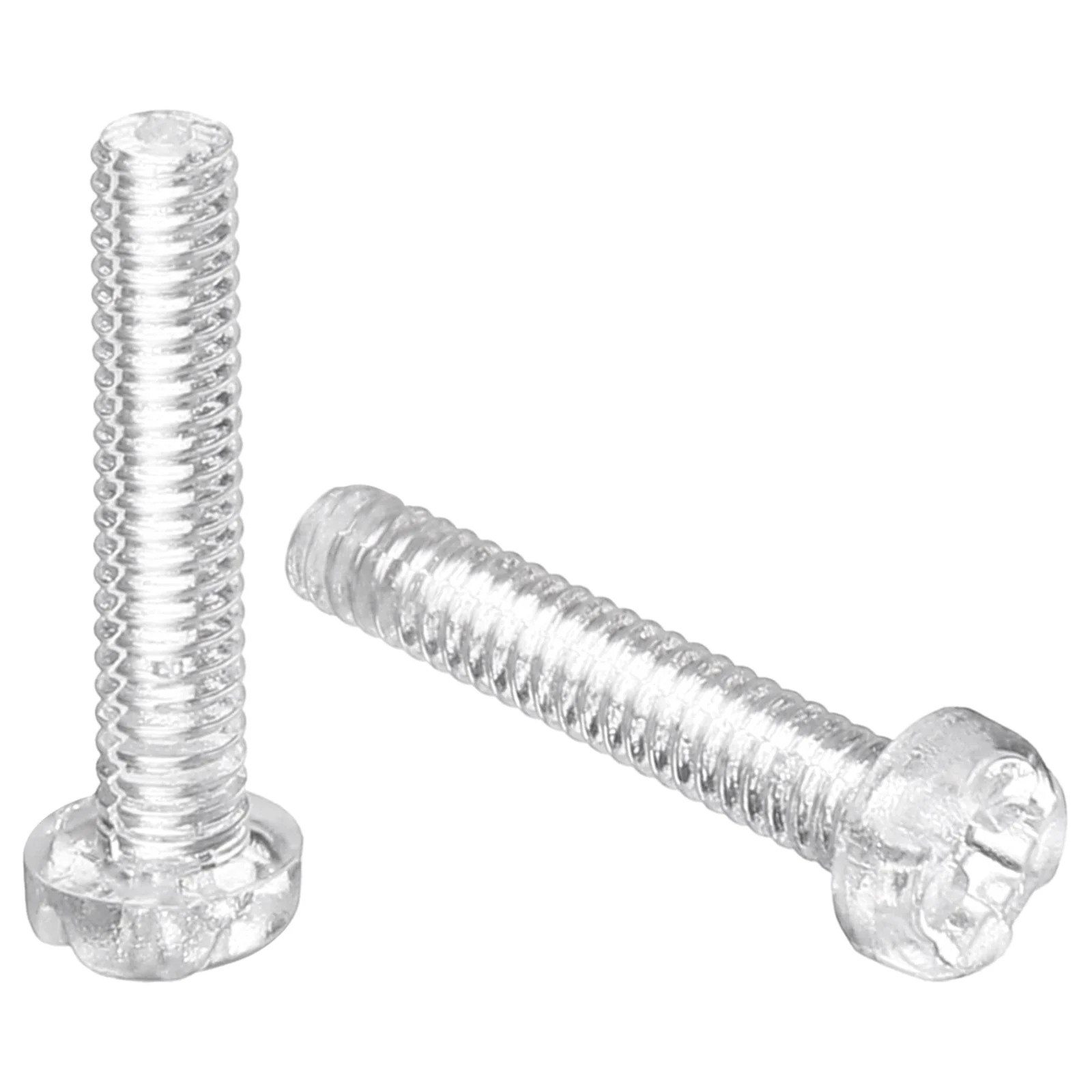 M2x10mm Threaded Nylon Phillips Cross Pan Head Machine Screws Bolts Clear 20Pcs