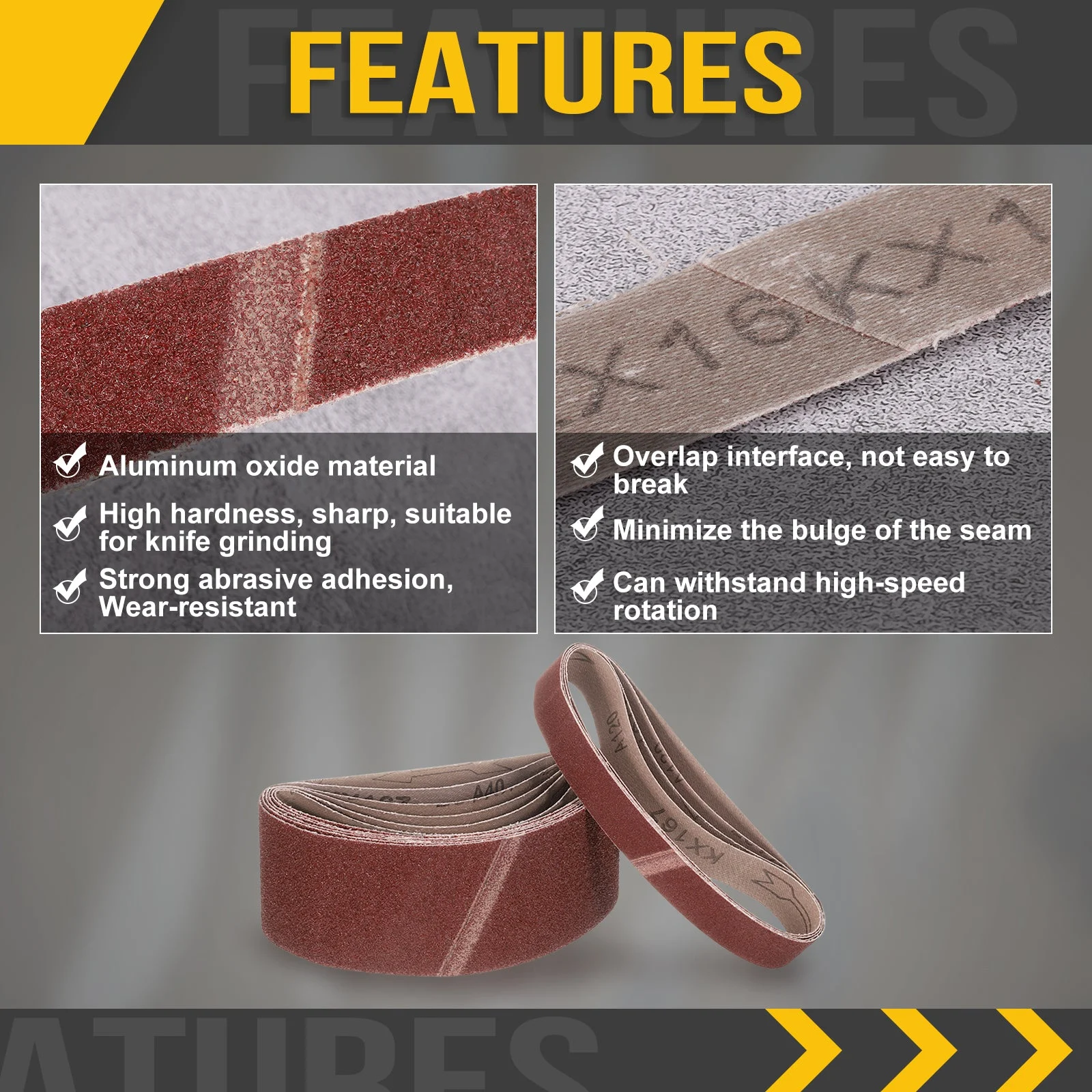 6 x 80 Inch Sanding Belt,2 Pcs 100 Grit Knife Sharpener Belts Work Sharpening