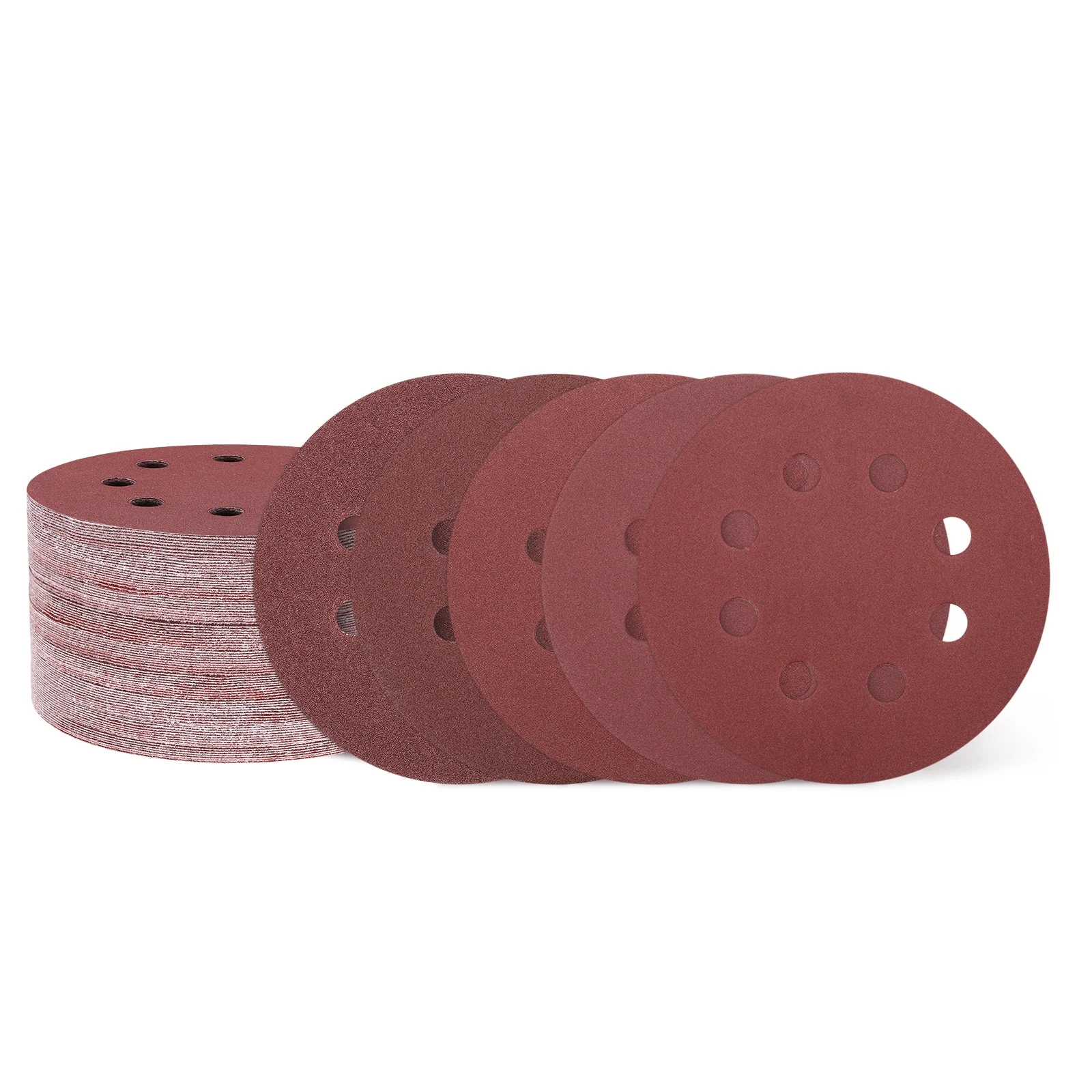 60 Pcs 5 Inch Sanding Disc 6 Hole 60/80/120/240/320/600 Grit Hook and Loop