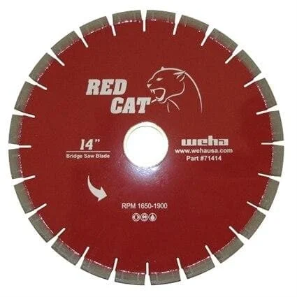 Weha Red Cat 14" Diamond Bridge Saw Blade for Granite, Quartz, Quartzite, Marble