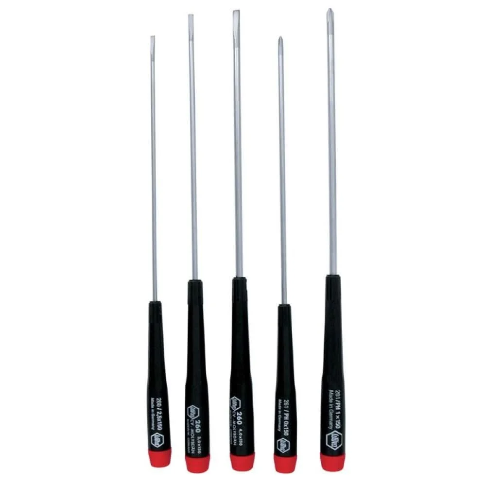 Wiha 26192 Precision Long Slotted/Phillips Screwdrivers 5 Piece Set